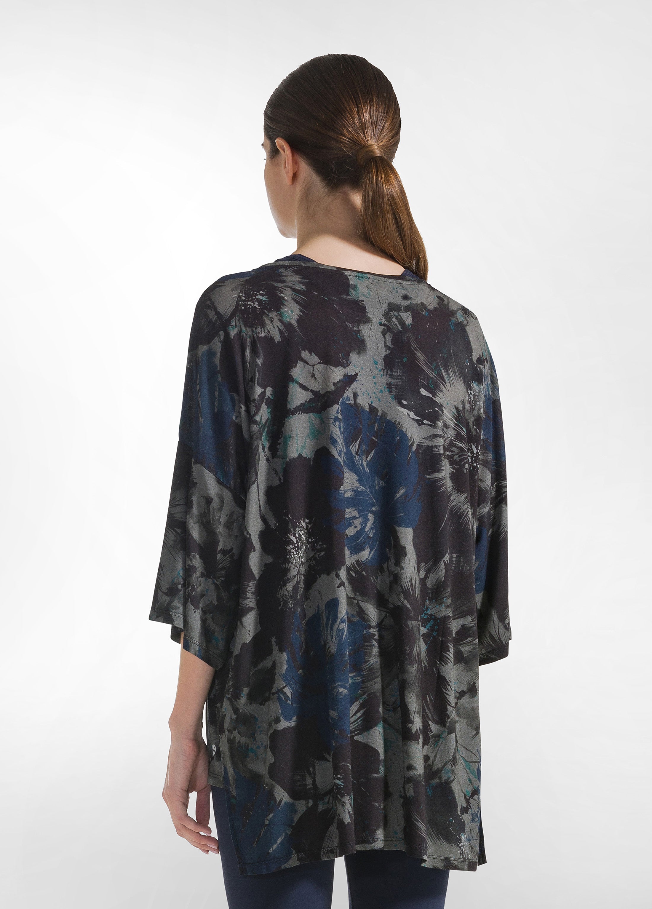 deha-t-shirt-maxi-stampata-blu-in-viscosa-ecovero image 2
