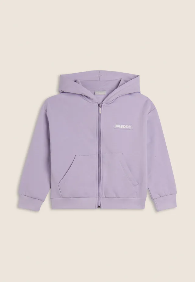 freddy-felpa-bambina-full-zip-con-cappuccio-e-logo image 1