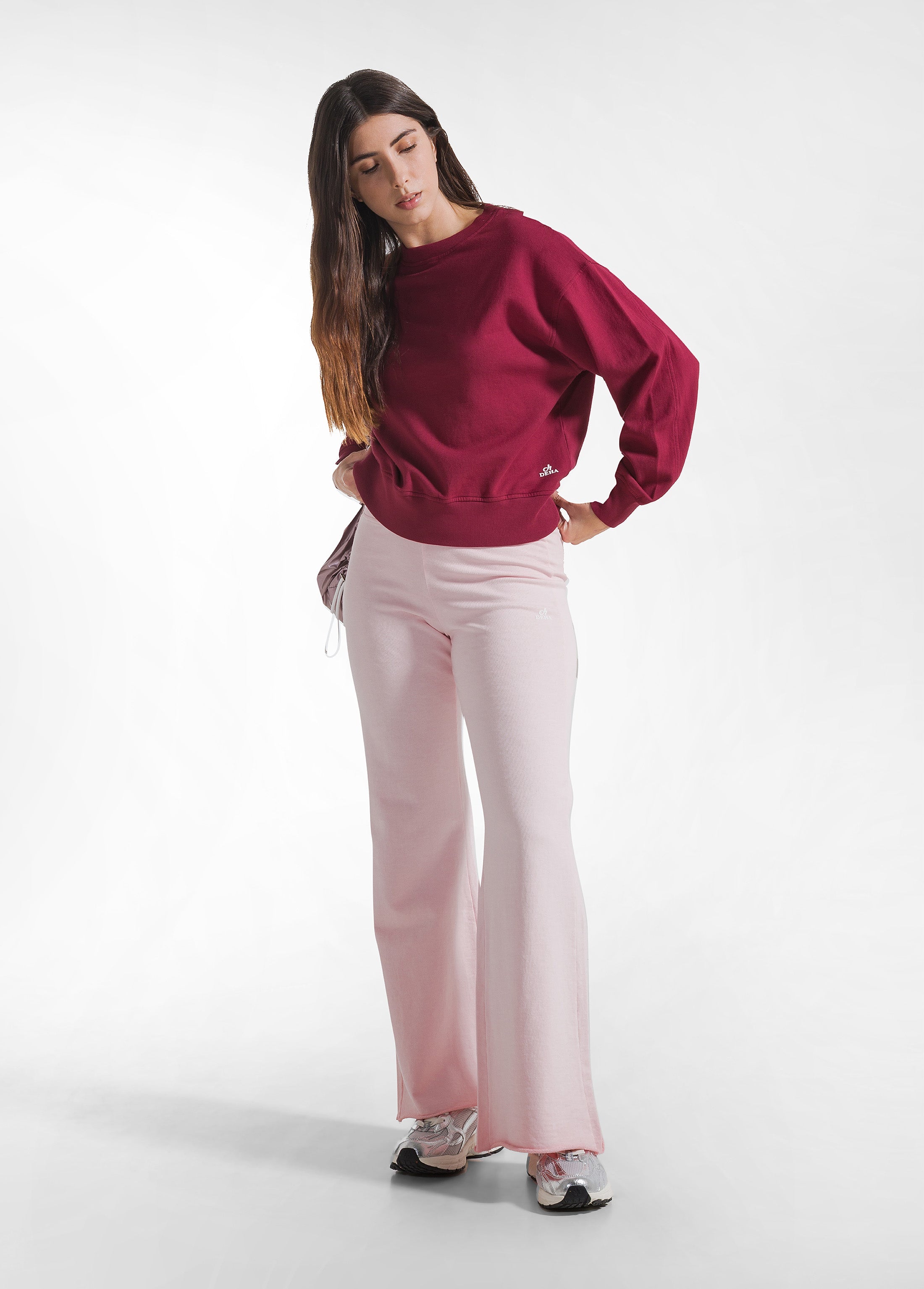 deha-felpa-girocollo-cotone-organico-d42141-rosso-donna image 4