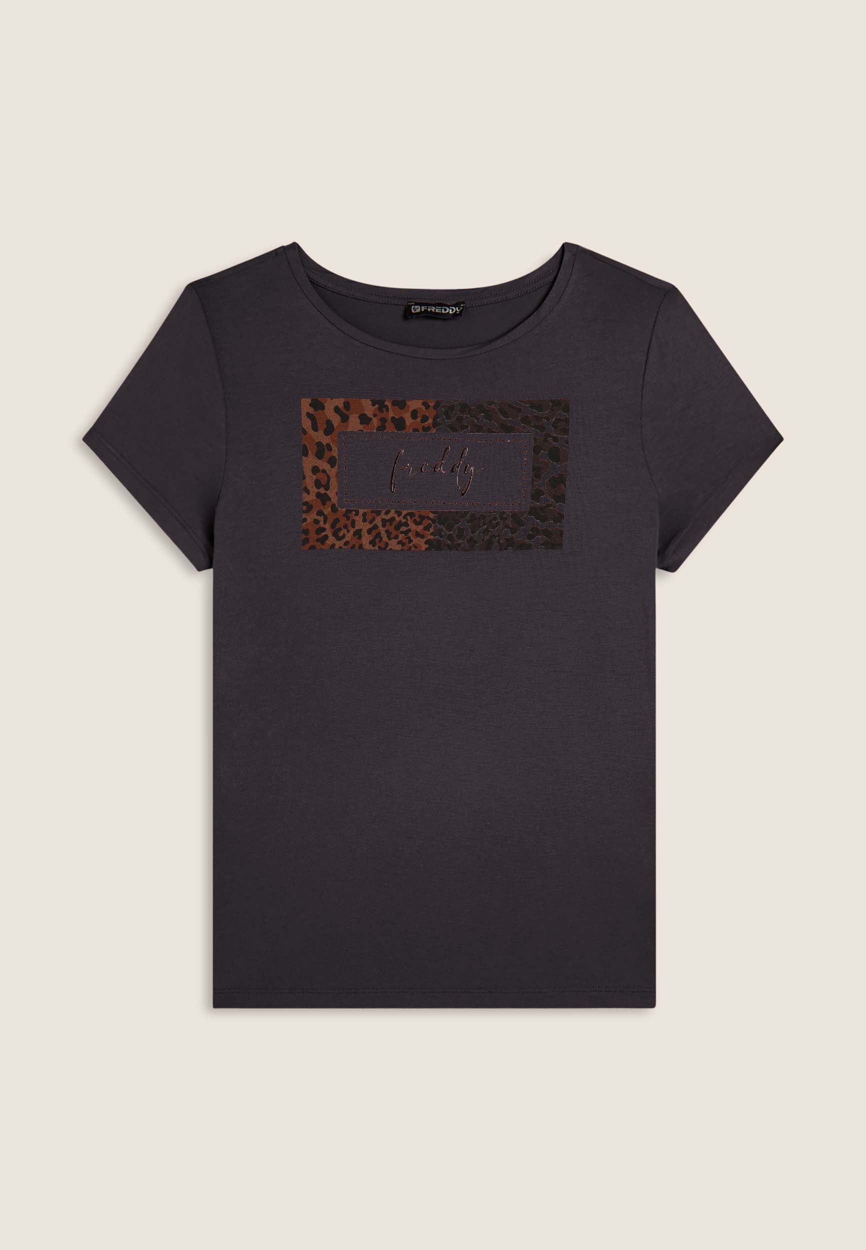 freddy-t-shirt-donna-stampa-animalier-e-strass-con-logo-maglia-jersey image 7