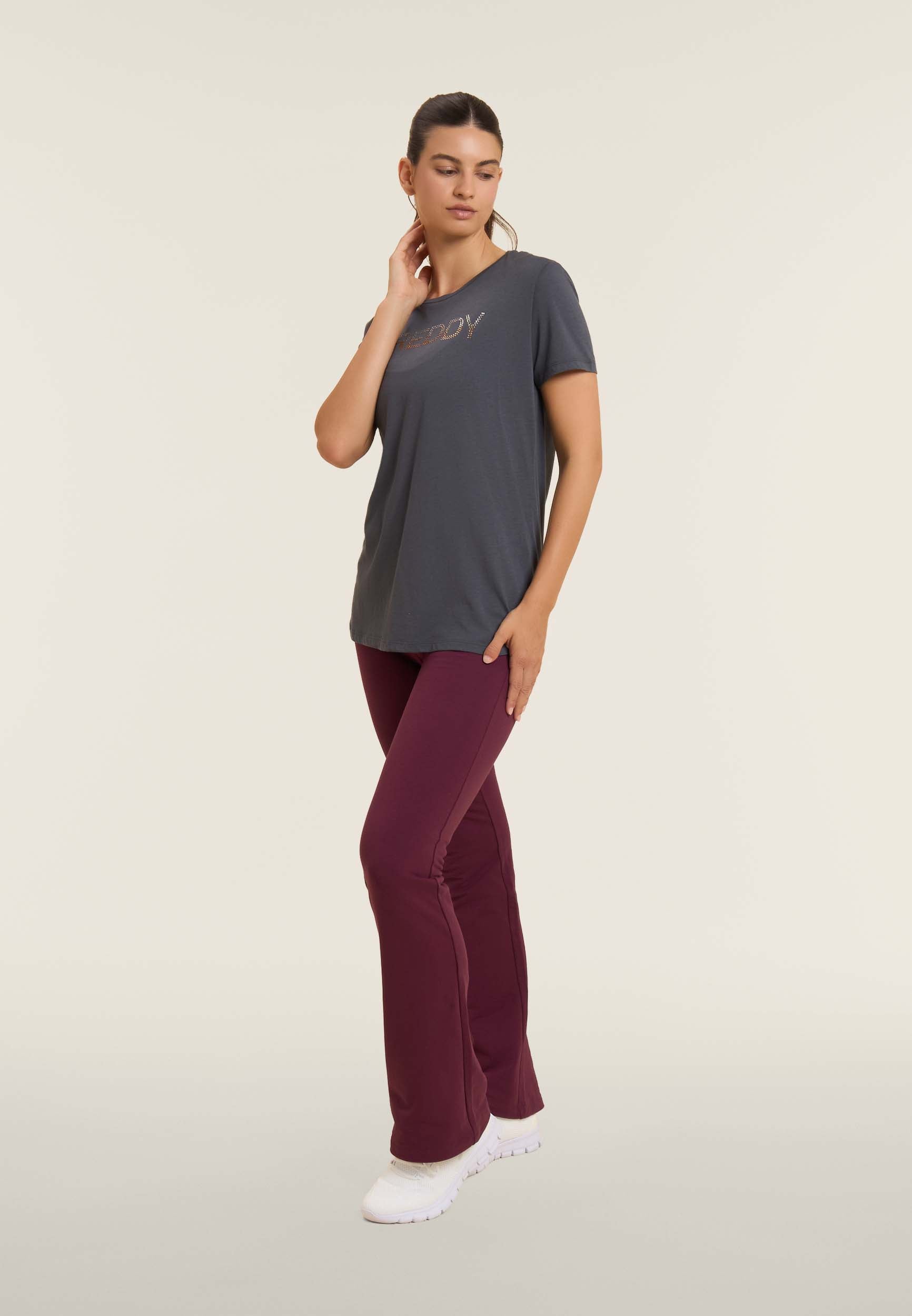 freddy-t-shirt-donna-jersey-modal-cotone-con-logo-strass-bicolori image 2