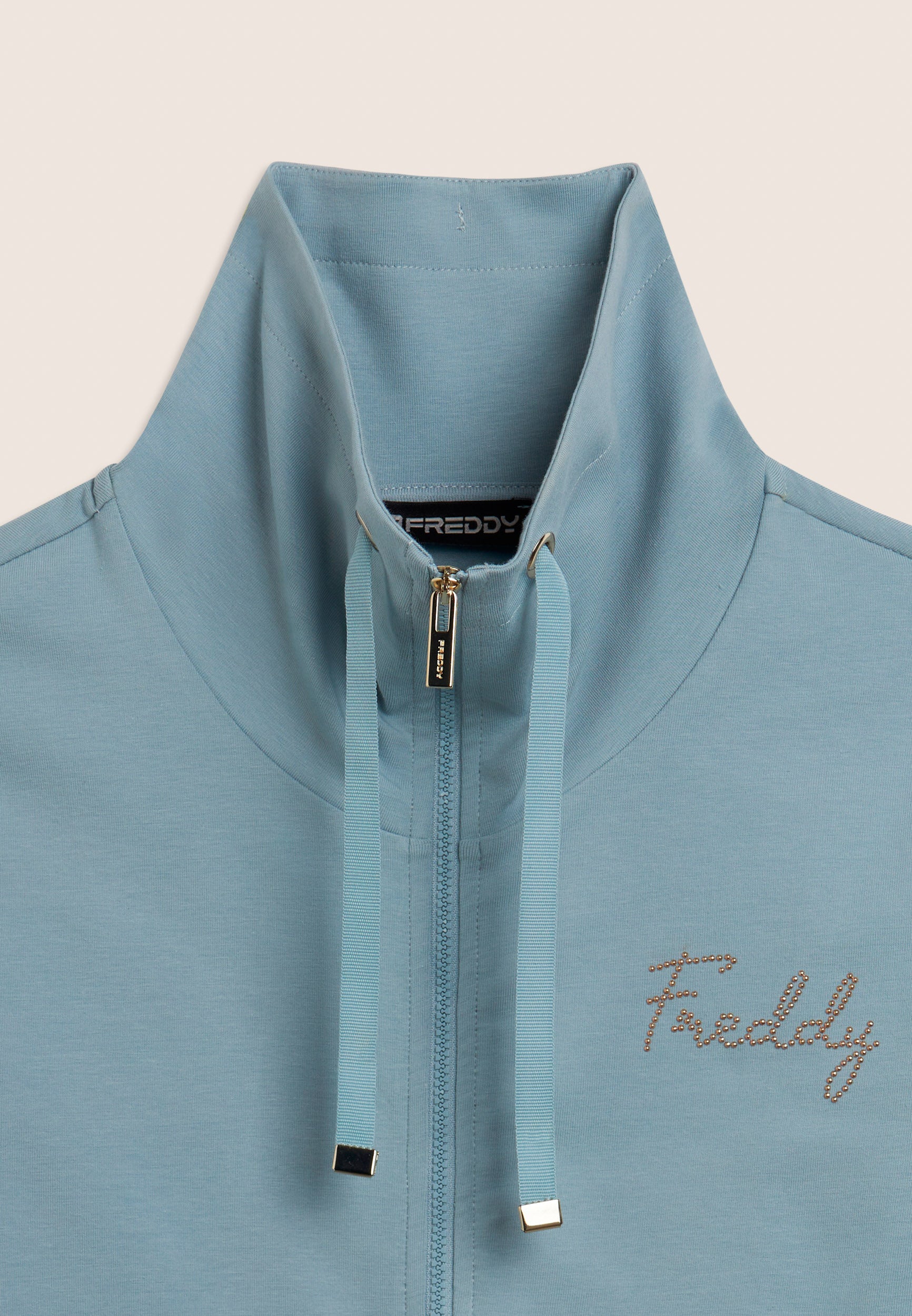freddy-felpa-zip-donna-con-collo-alto-e-logo-con-borchie image 8