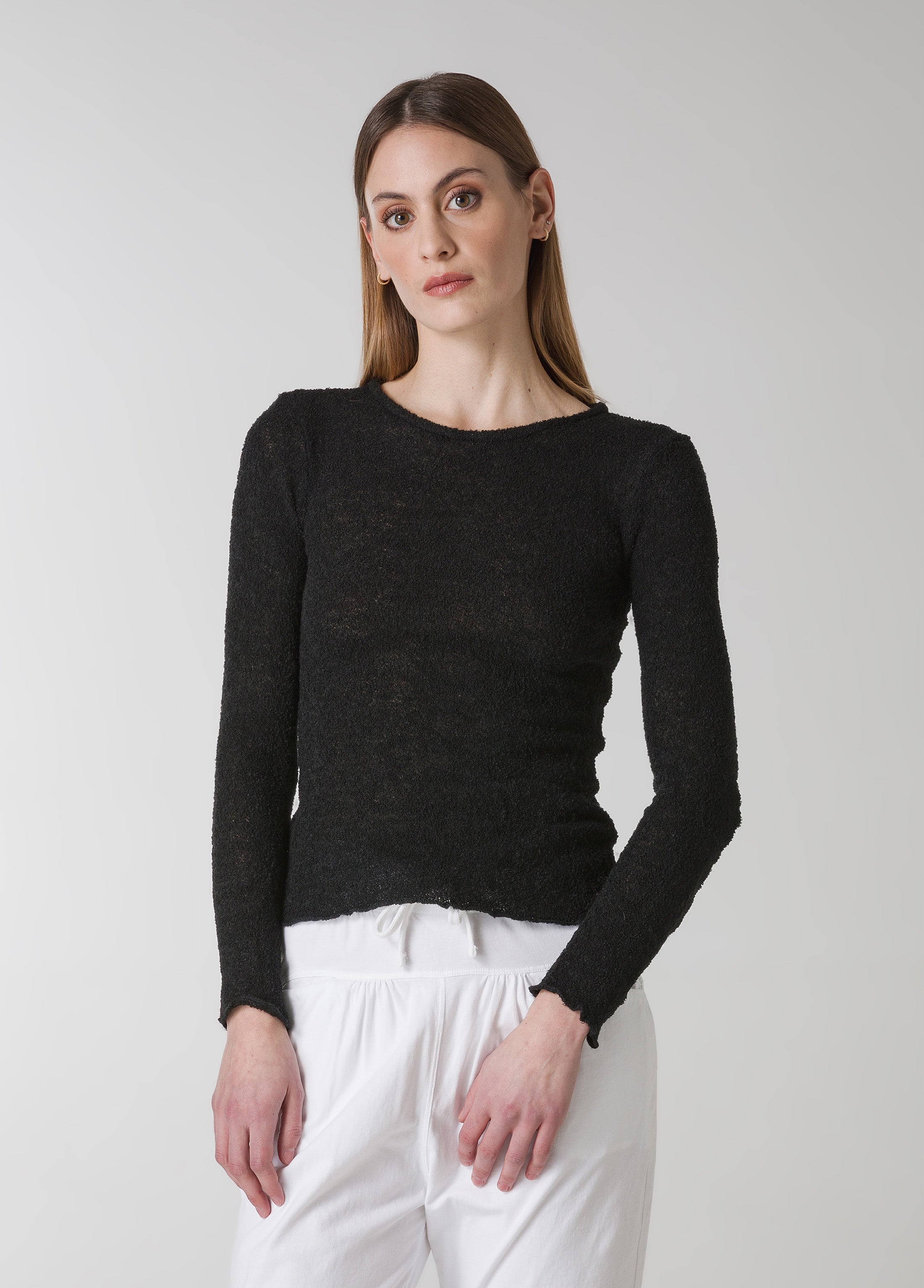 deha-maglia-boucle-nero-maglia-girocollo-manica-lunga image 2