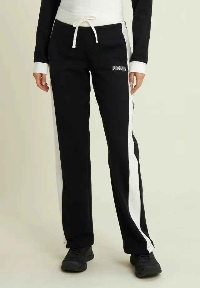 freddy-pantaloni-neri-bande-laterali-bianche-felpa-elasticizzata image 1