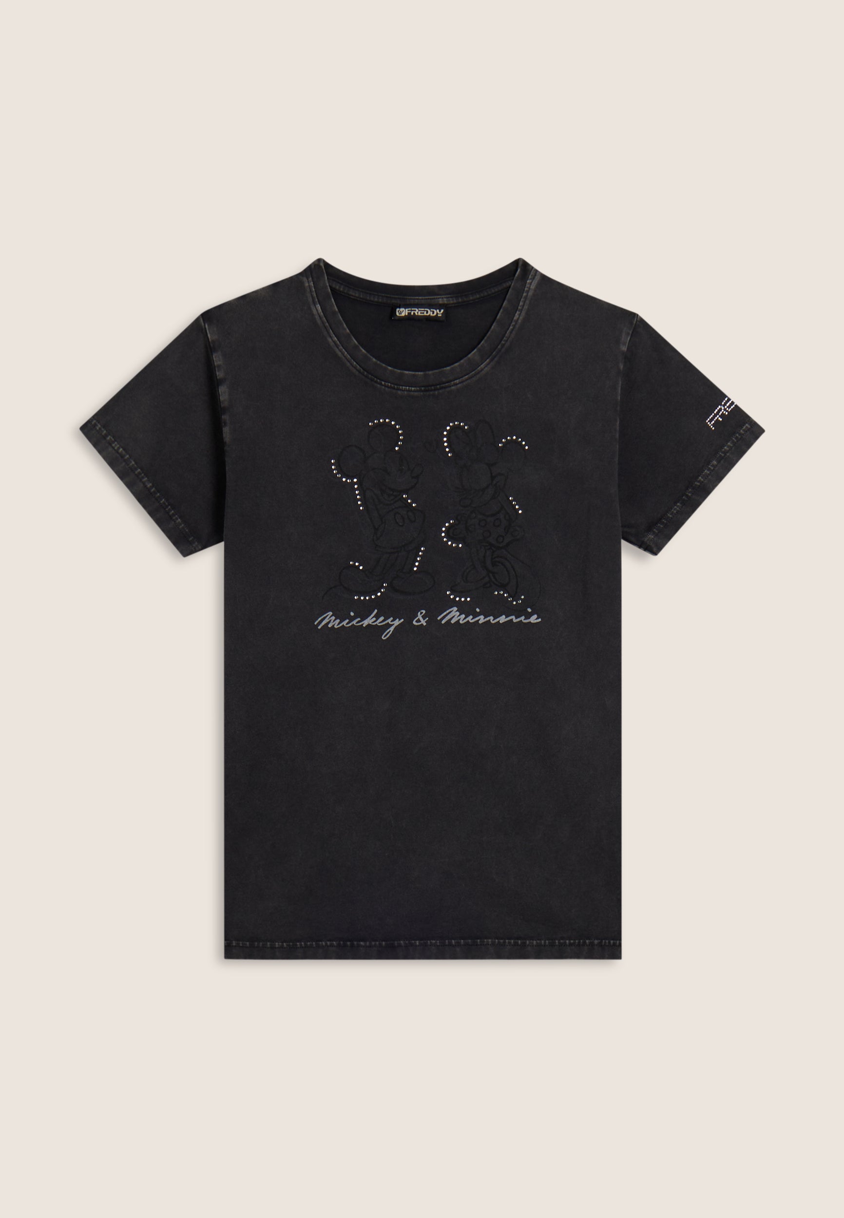 freddy-t-shirt-donna-disney-minnie-e-mickey-con-strass-acid-wash image 5