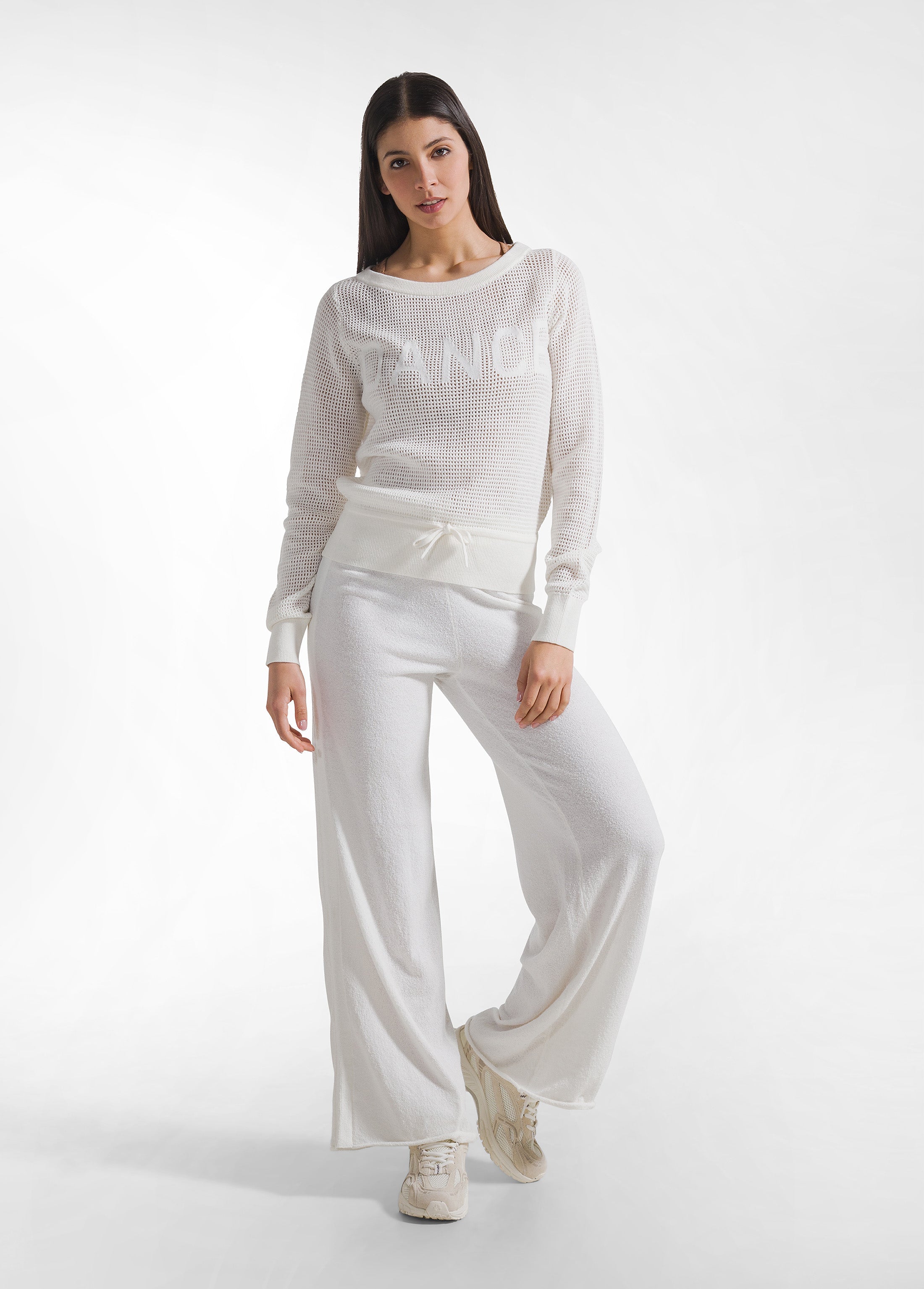 deha-d42386-pantaloni-palazzo-in-maglieria-boucl-bianco image 1