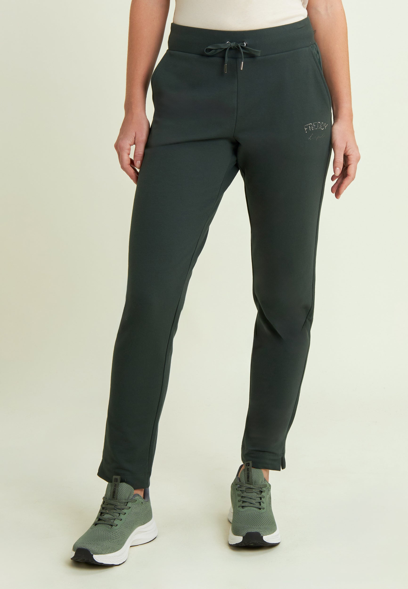 freddy-pantaloni-sportivi-regular-fit-con-spacchi-laterali-e-logo-borchie image 1