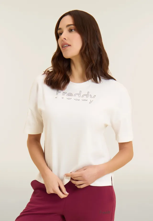 freddy-t-shirt-donna-boxy-cropped-girocollo-cotone image 1