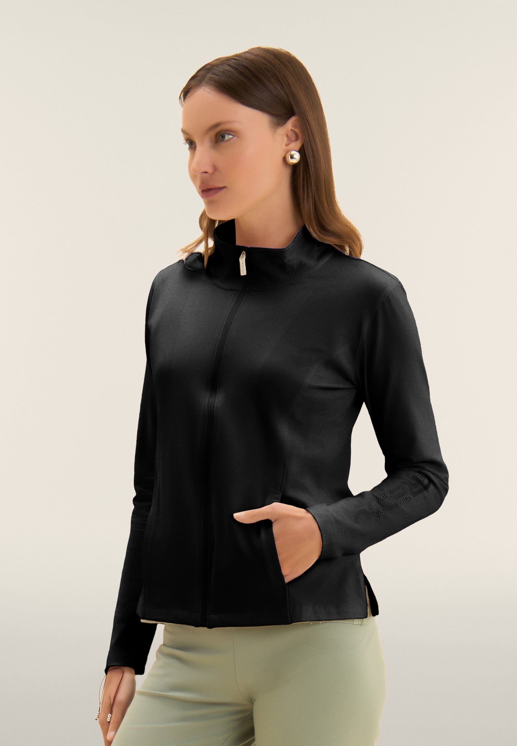 freddy-felpa-donna-con-zip-e-collo-alto-logo-freddy-sulla-manica image 1