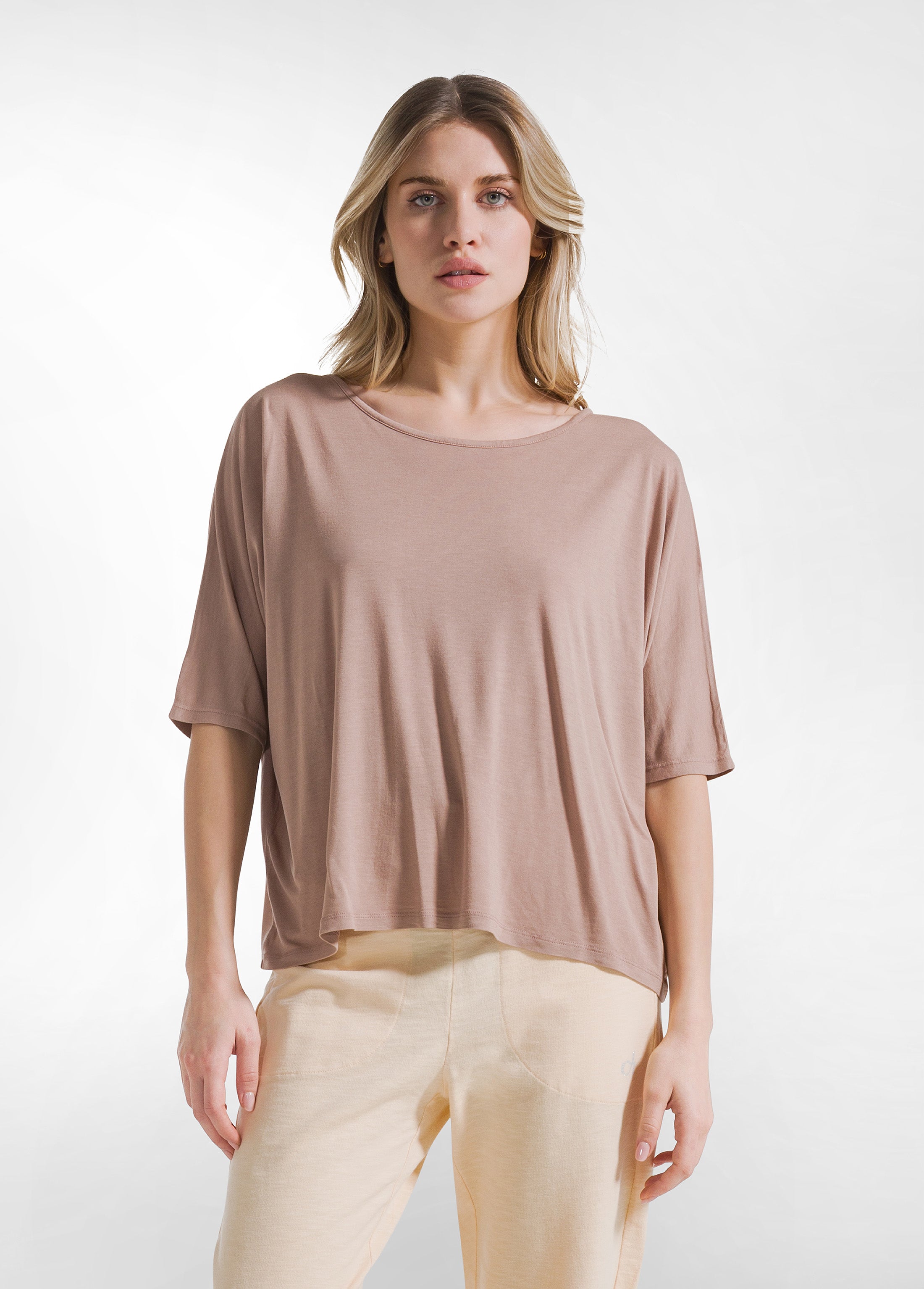 deha-t-shirt-fluida-in-viscosa-marrone image 3
