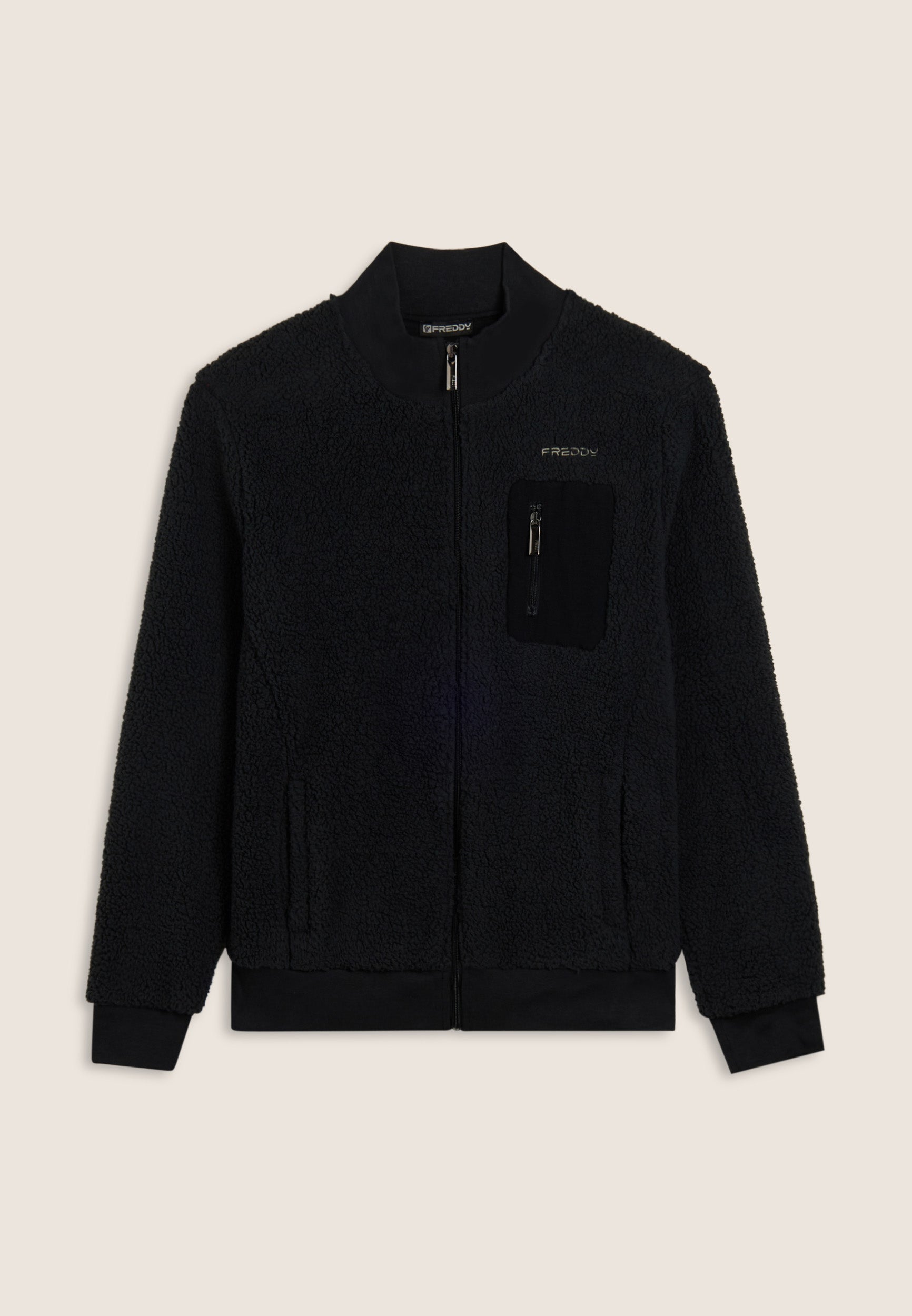 freddy-felpa-uomo-in-pile-sherpa-collo-alto-full-zip image 8