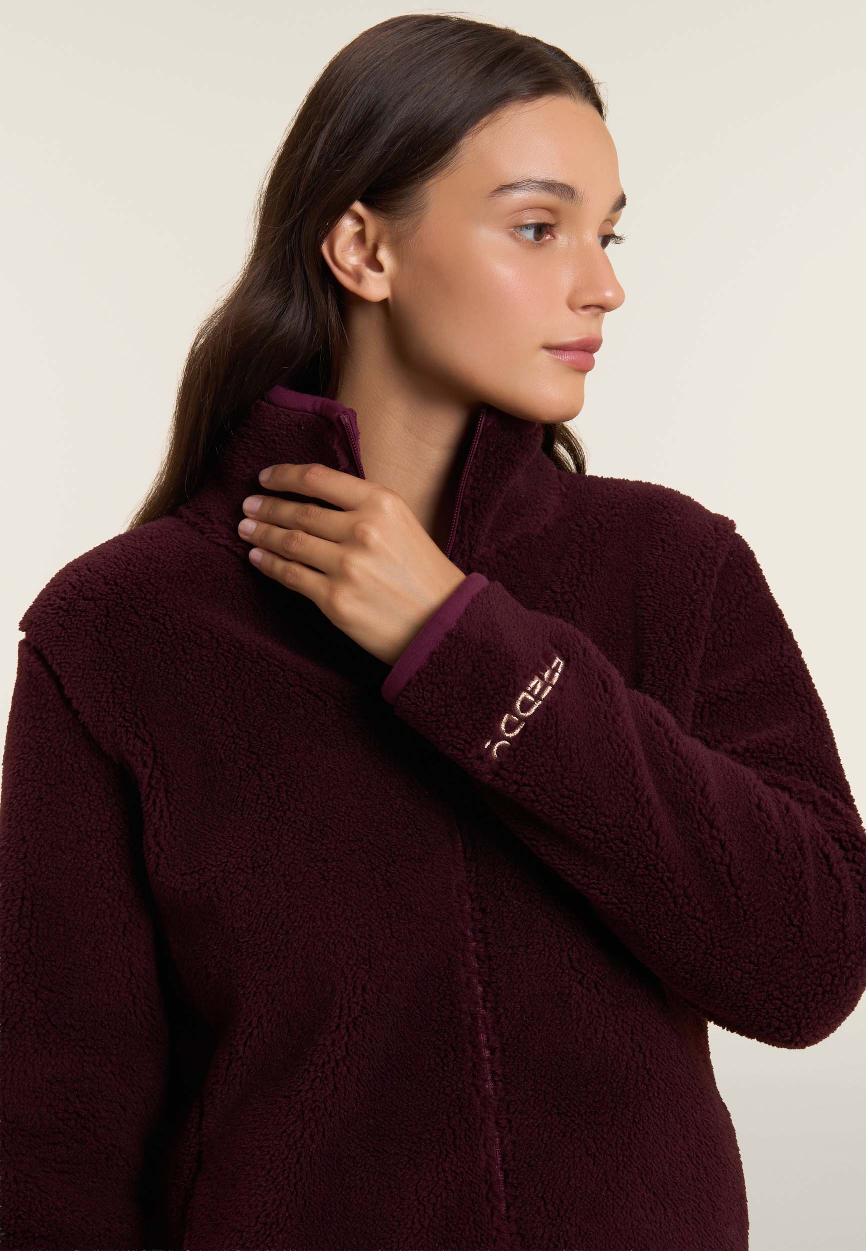 freddy-wr-up-giacca-donna-in-pile-sherpa-con-collo-alto-e-zip image 4