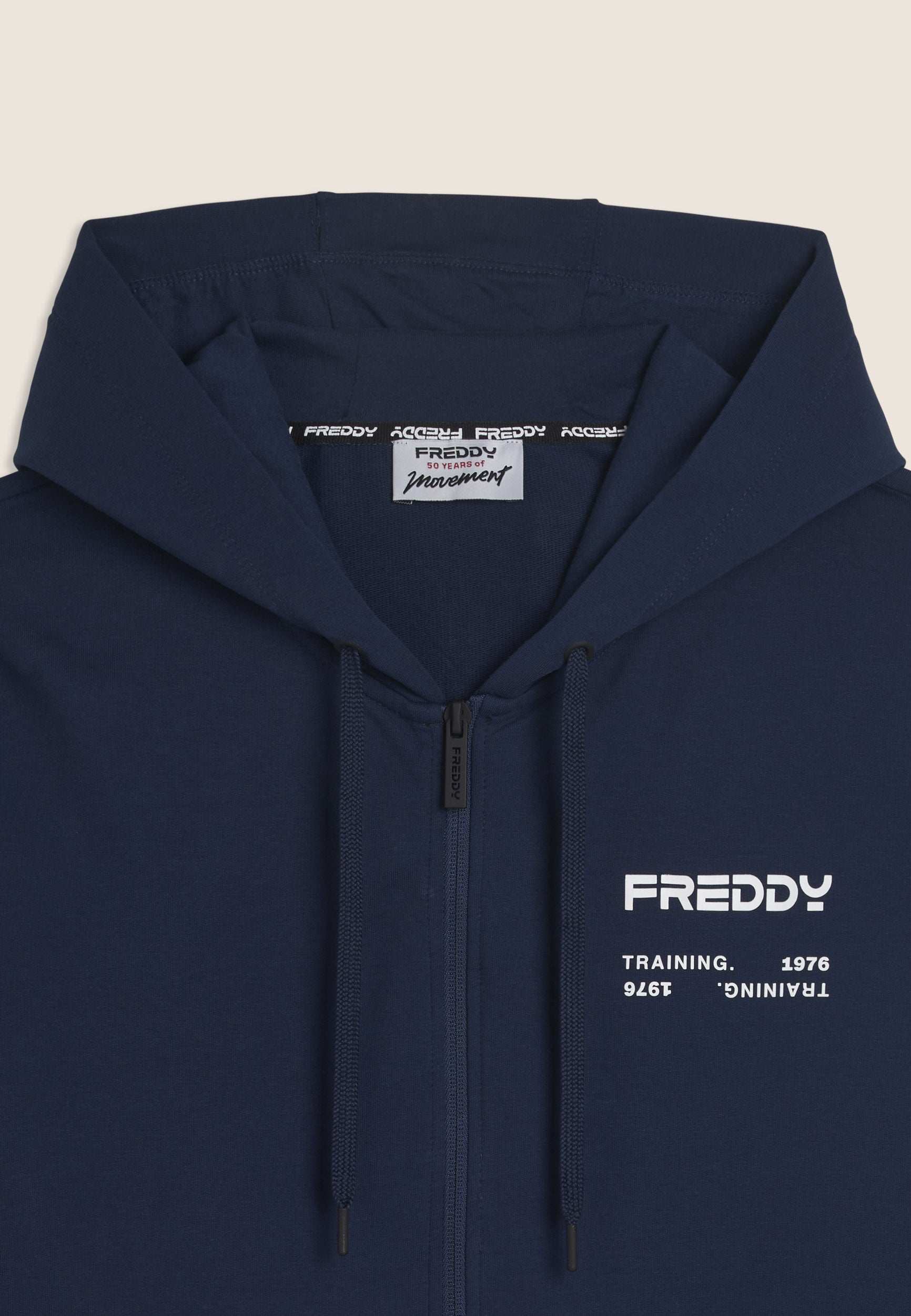 freddy-felpa-uomo-con-cappuccio-full-zip-e-bande-tono-su-tono image 4