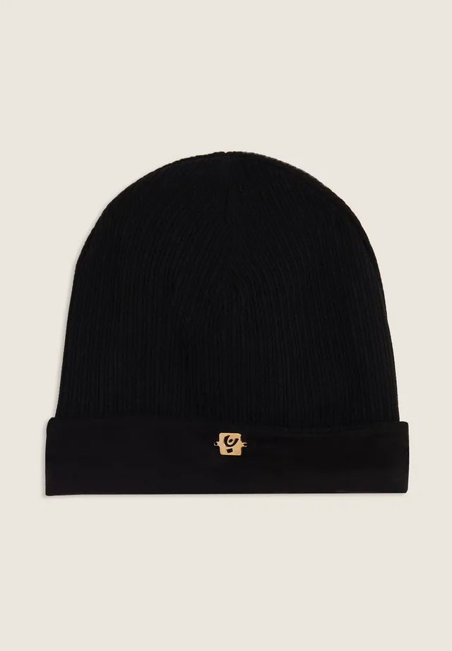 freddy-berretto-beanie-junior-in-maglia-con-placchetta-dorata image 1