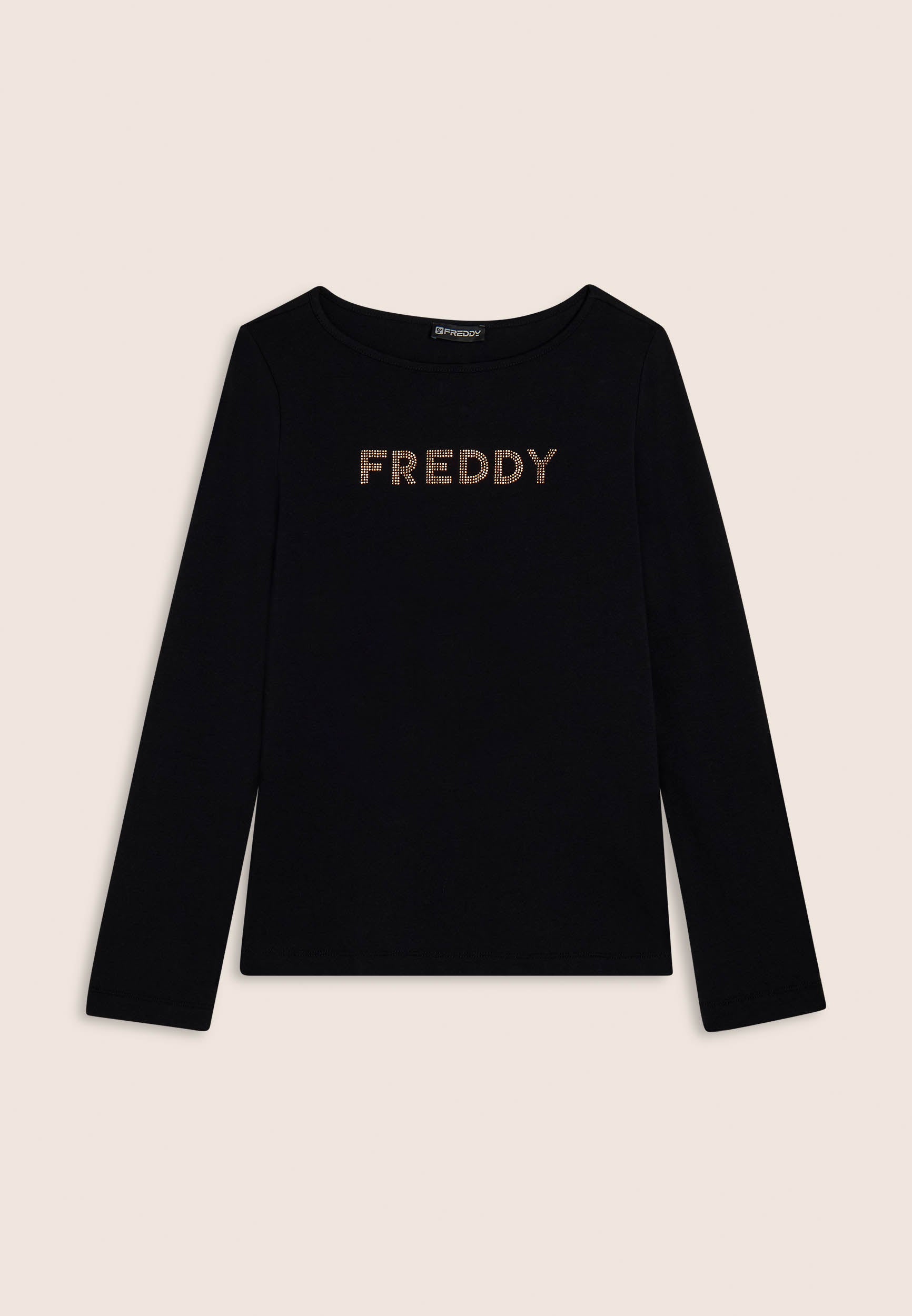 freddy-t-shirt-a-maniche-lunghe-in-jersey-con-logo-freddy-in-strass image 4