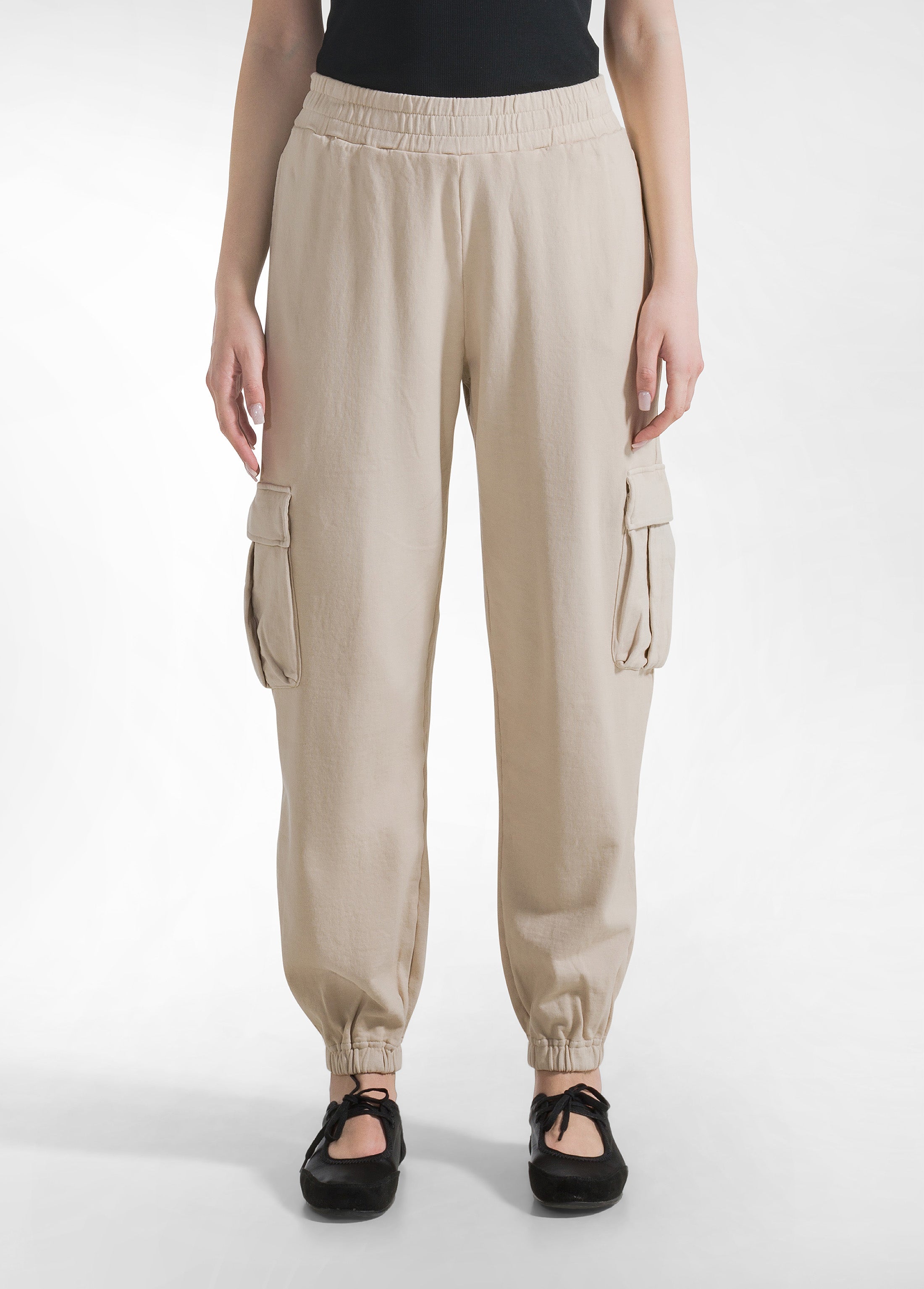 deha-pantalone-cargo-in-felpa-beige-cotone-organico image 2