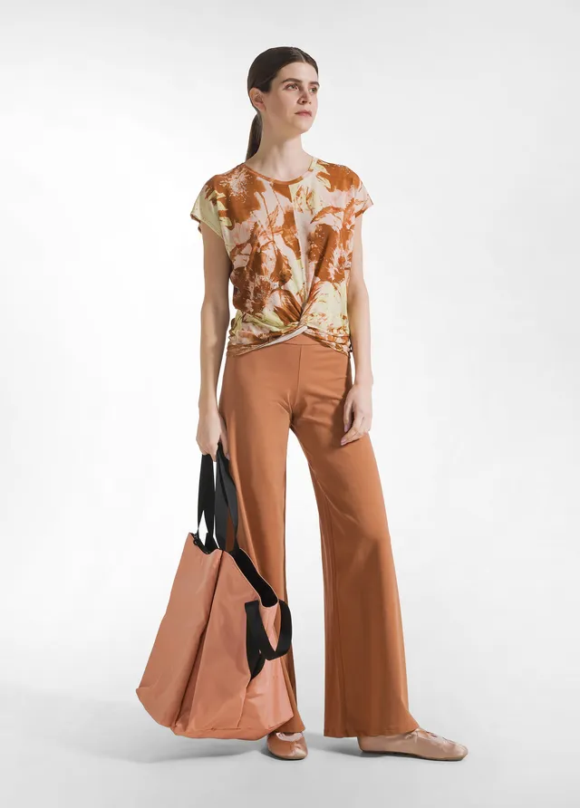 deha-pantalone-gamba-larga-in-jersey-marrone-yoga image 1
