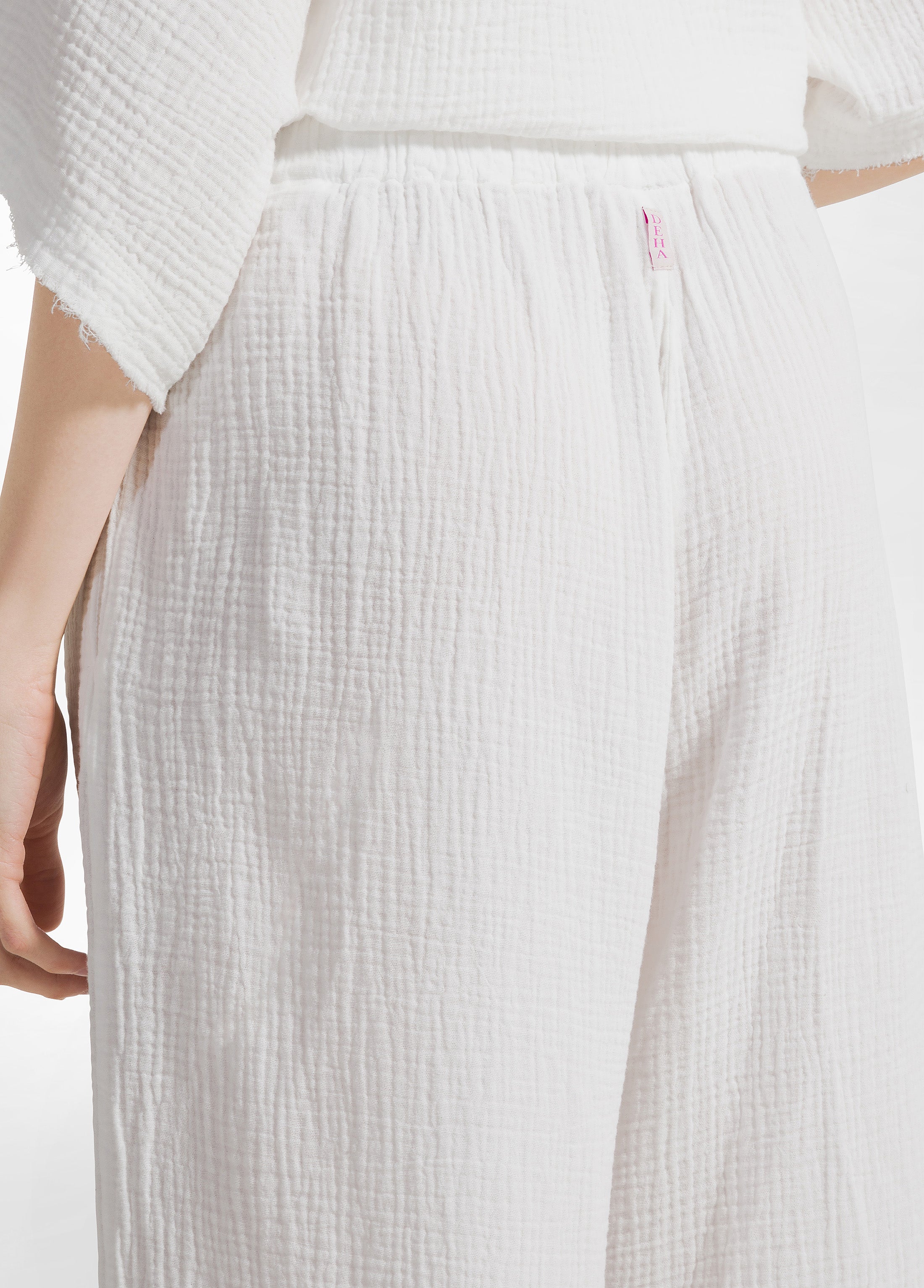 deha-pantalone-cropped-in-garza-di-cotone-bianco image 5