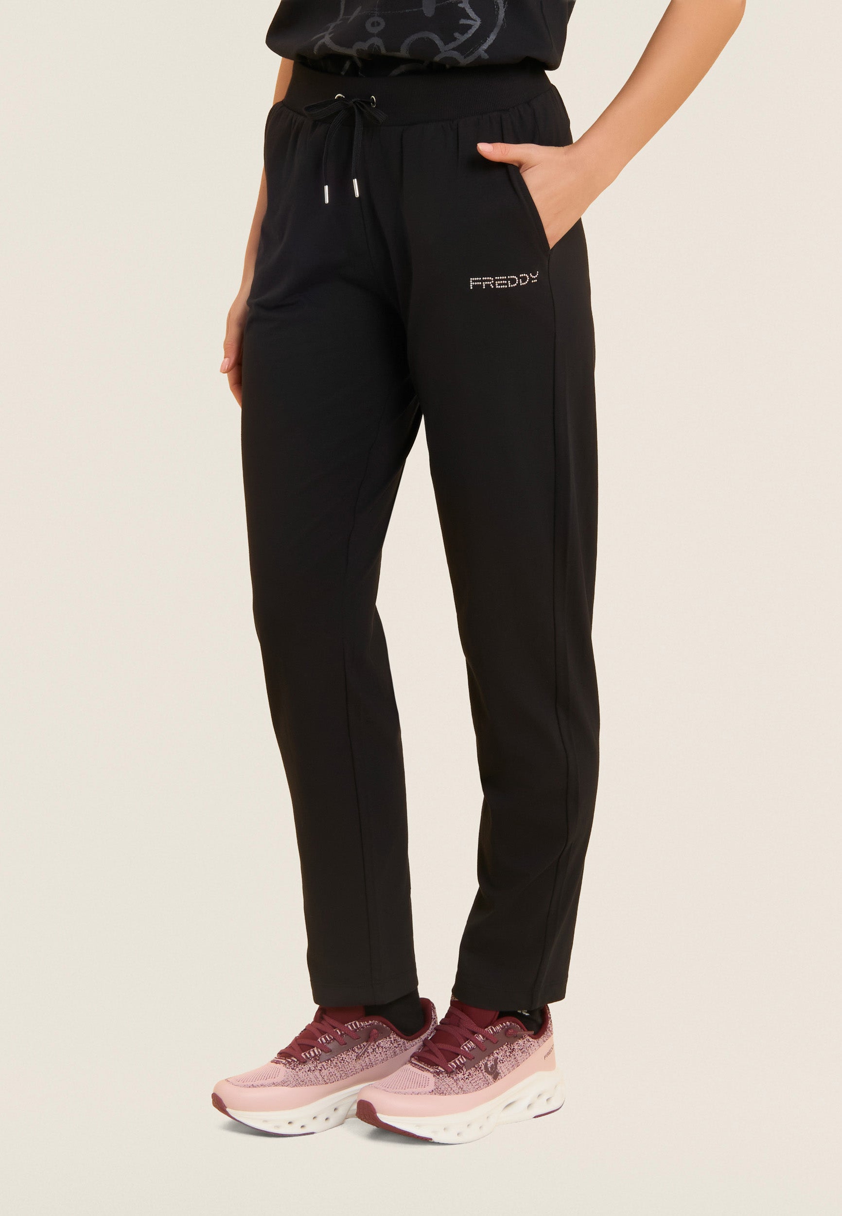 freddy-pantaloni-sportivi-regular-con-logo-freddy-in-perline-rosa-jersey-cotone image 1