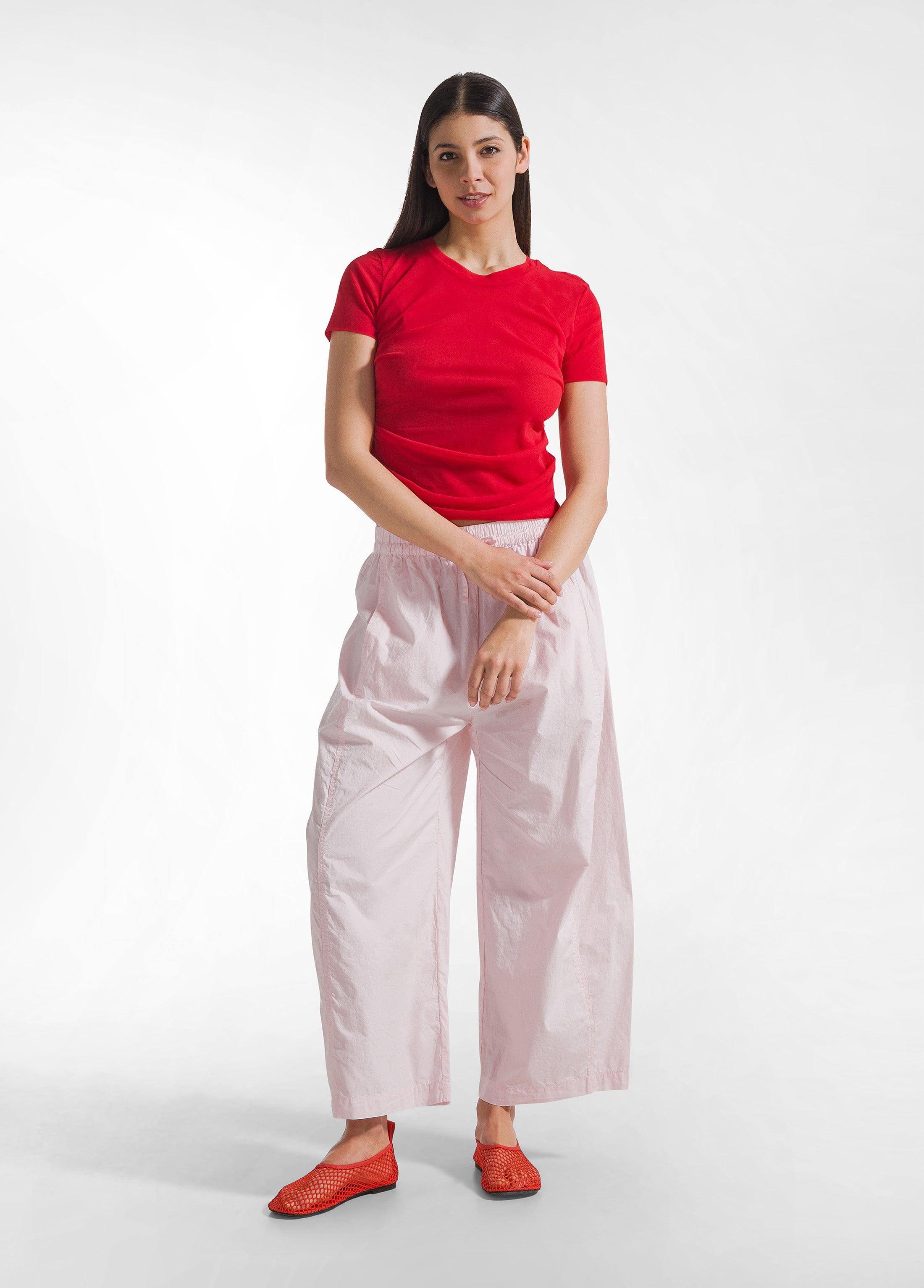 deha-d42760-t-shirt-plissettata-in-doppio-strato-di-tulle-rosso image 4