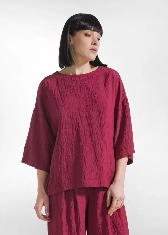 deha-t-shirt-ampia-effetto-stropicciato-rosso image 1