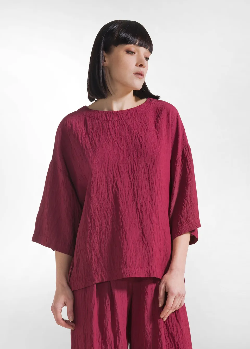 deha-t-shirt-ampia-effetto-stropicciato-rosso image 1