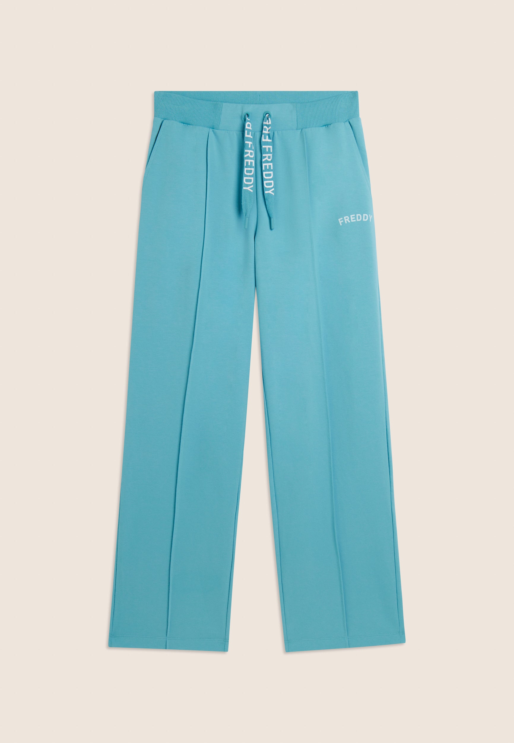 freddy-pantaloni-donna-wide-leg-con-coulisse-logata-in-french-terry image 5