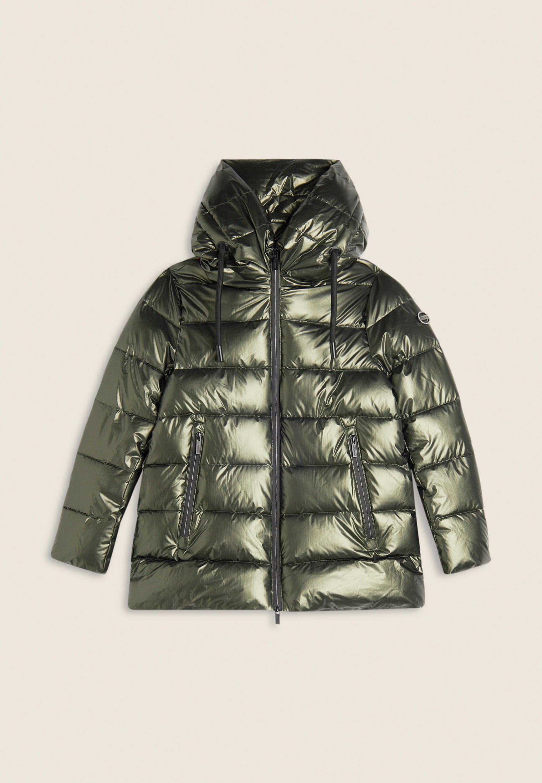 freddy-piumino-donna-lucido-con-cappuccio-e-imbottitura-fake-down image 6