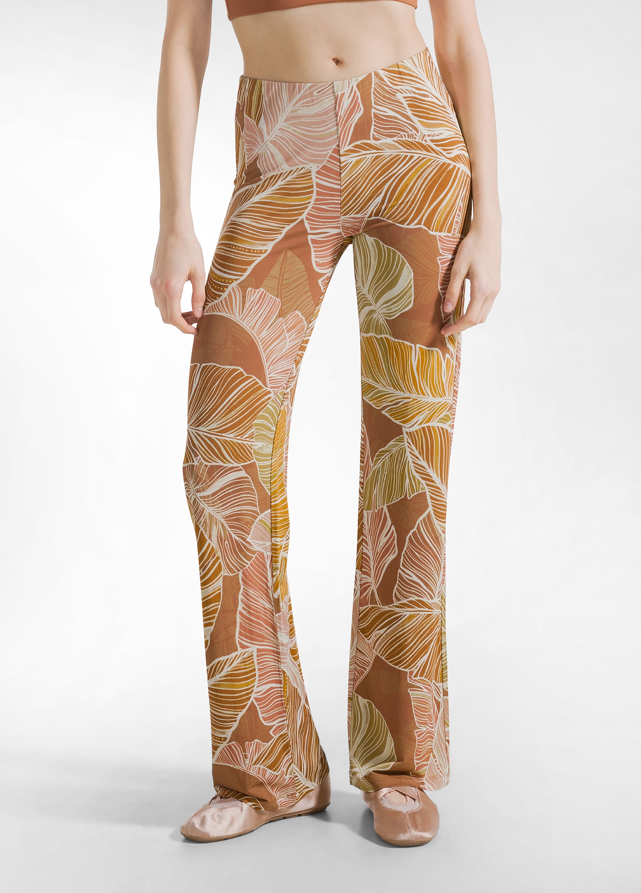deha-pantalone-fluido-in-viscosa-stampata-marrone image 2