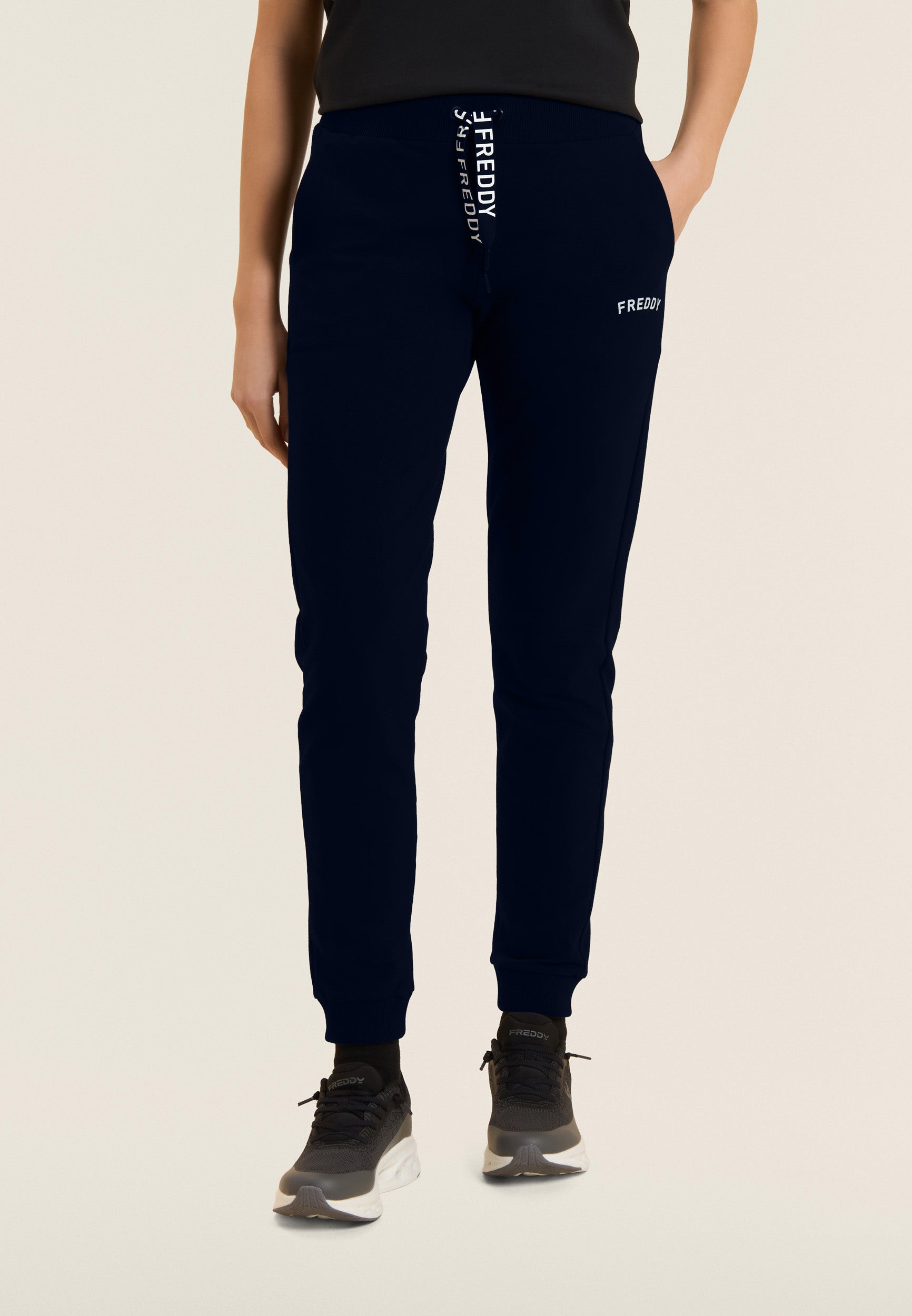freddy-pantaloni-sportivi-con-polsini-e-coulisse-logata-french-terry image 1