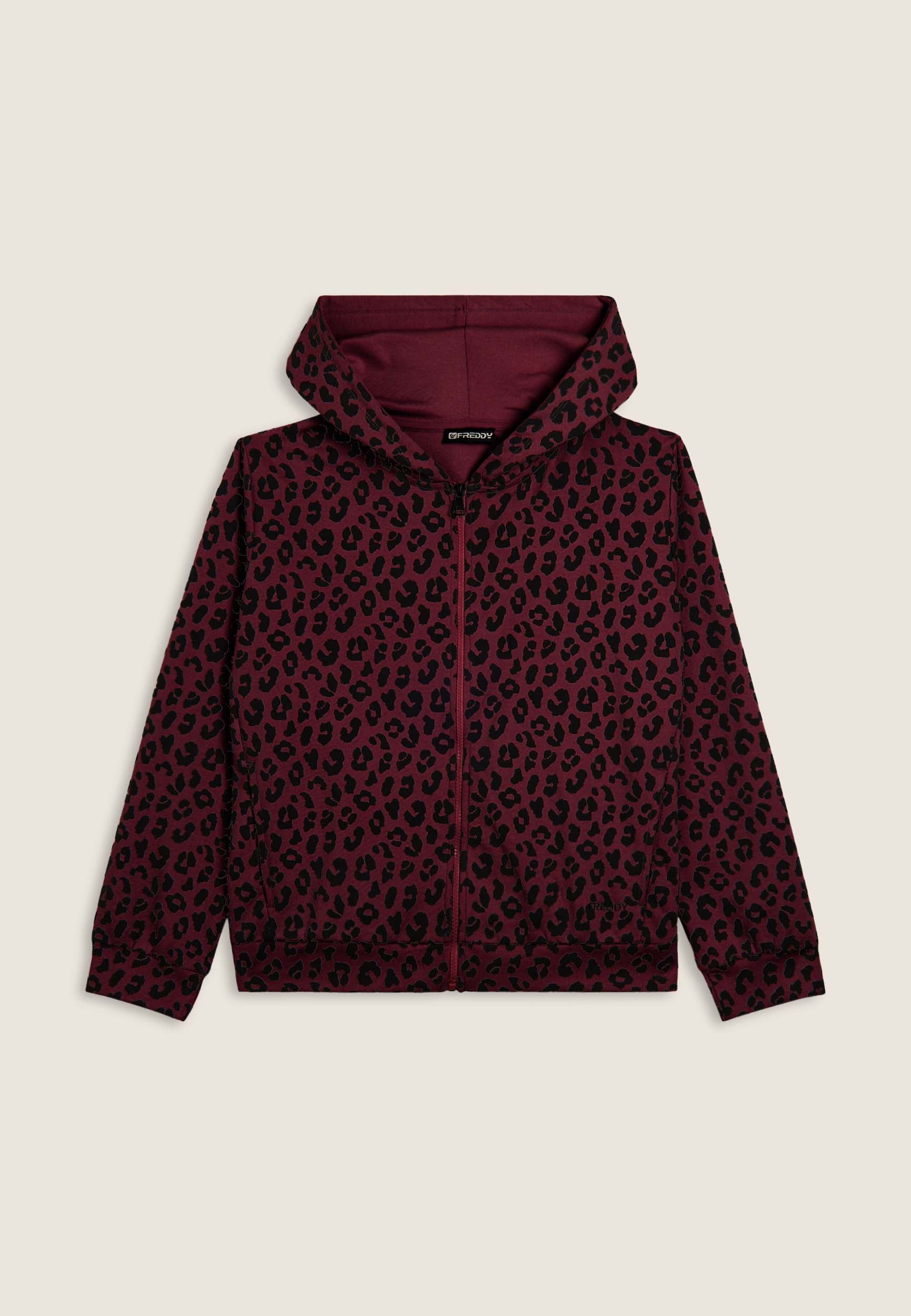 freddy-felpa-donna-leopardata-full-zip-con-cappuccio image 5