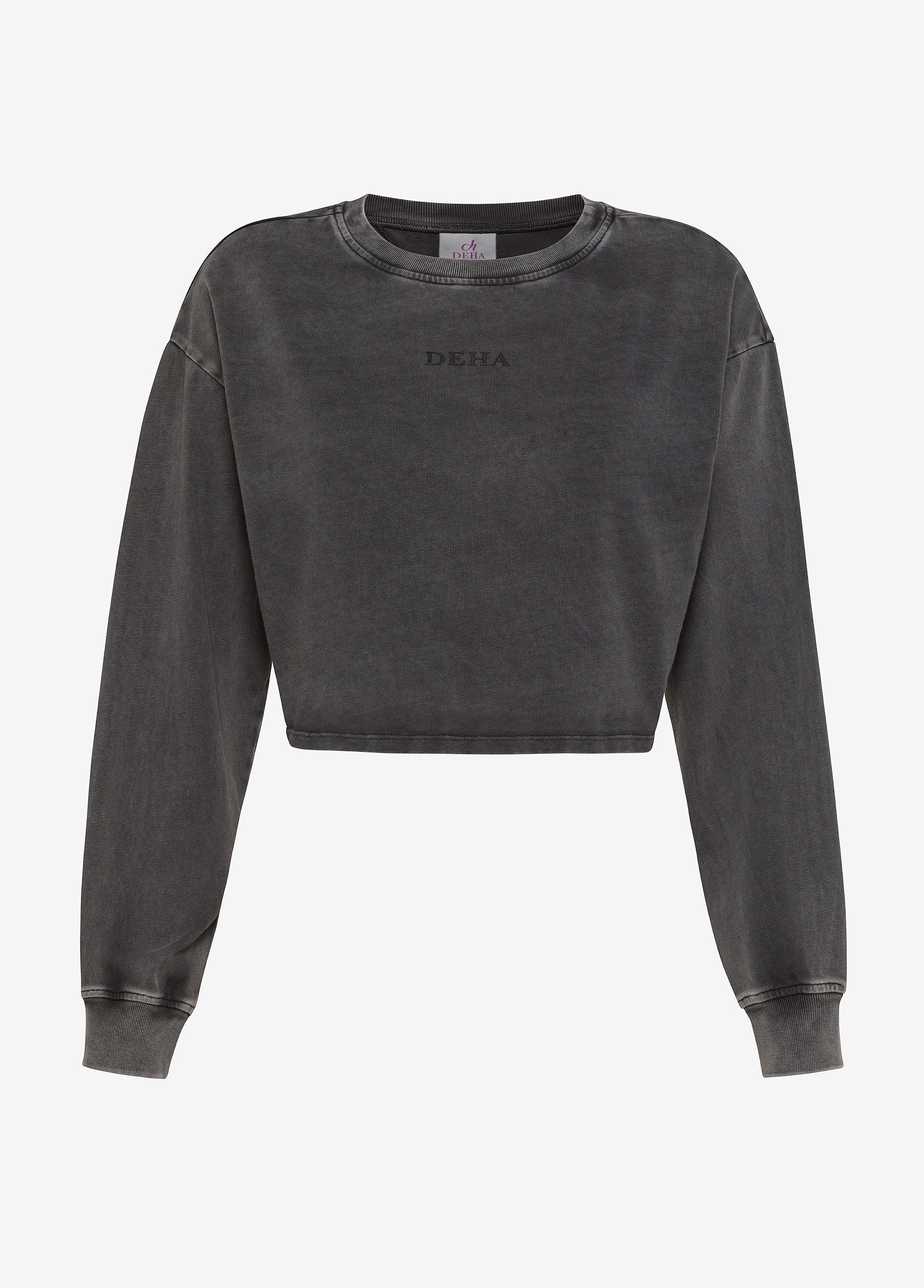 deha-c22100-felpa-girocollo-nera-effetto-marmo-in-jersey-cotone-organico image 4