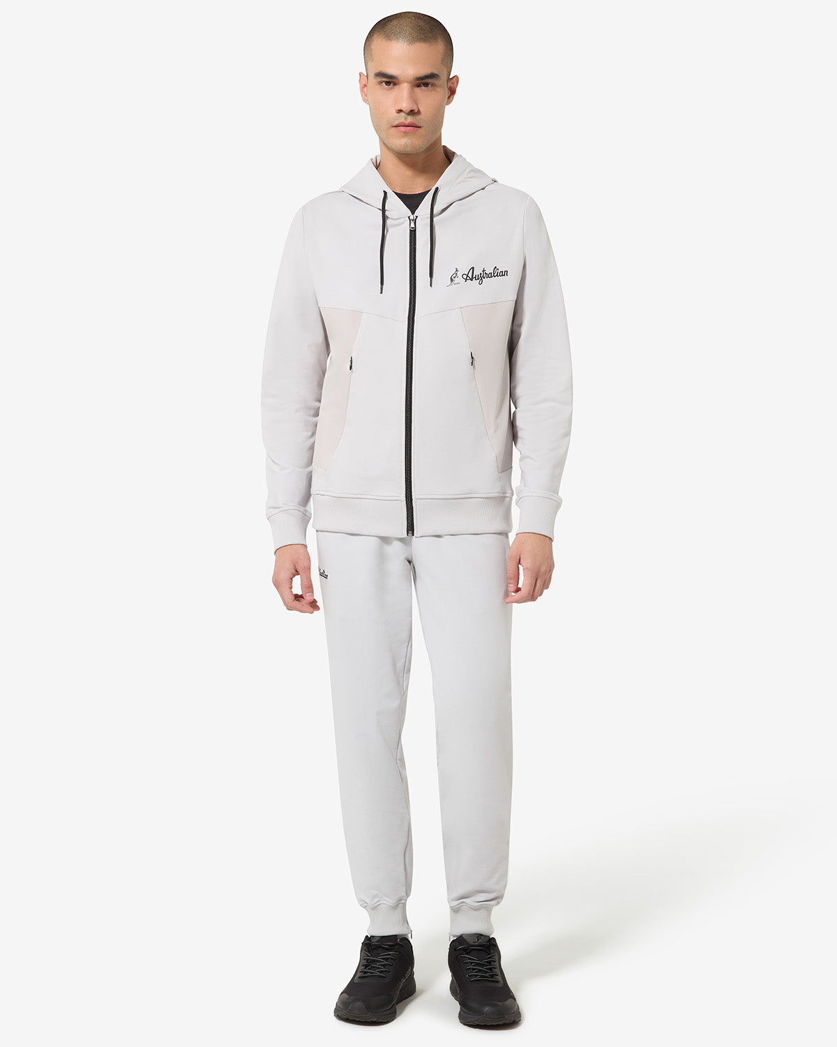 australian-gen-track-jacket-giacca-sportiva-in-felpa-cenere-con-cappuccio image 2