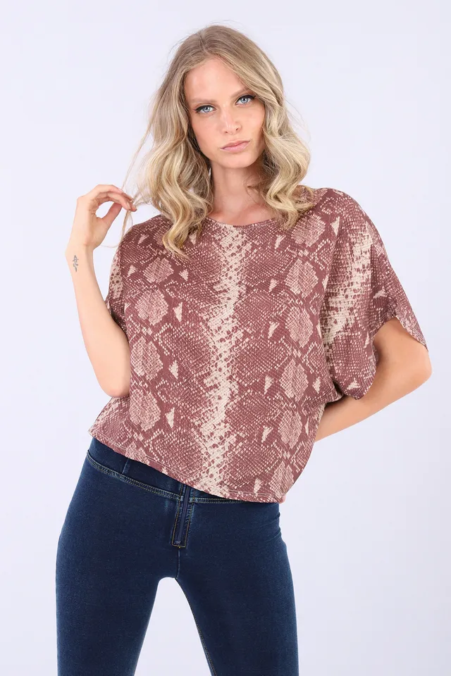 freddy-maglia-ampia-maniche-aleta-stampa-reptile-bordeaux image 1