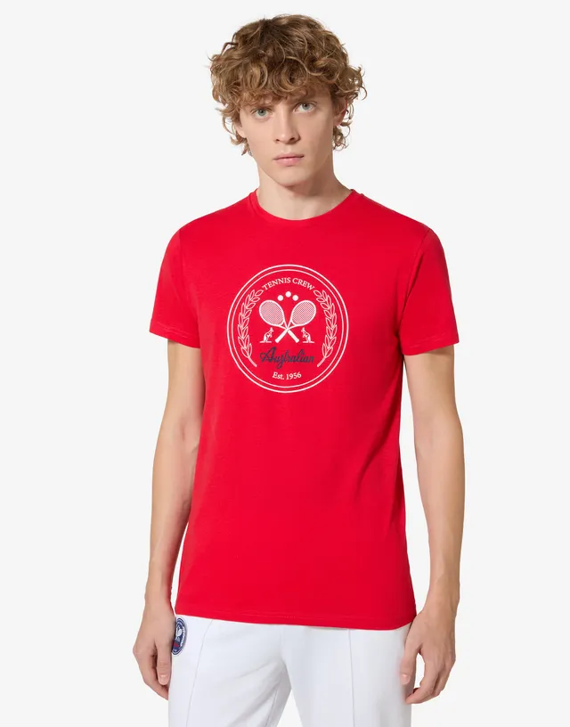 australian-tennis-crew-t-shirt-cotone-rosso-vivo image 1