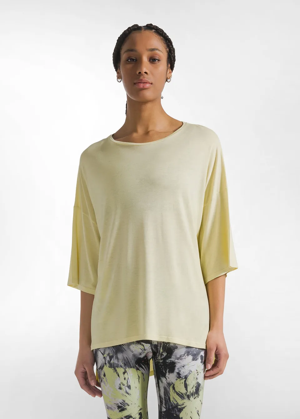deha-t-shirt-maxi-in-viscosa-giallo-girocollo-ampio image 1
