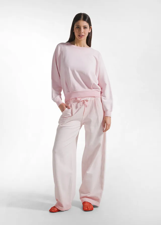 deha-pantaloni-wide-leg-in-felpa-cotone-organico-effetto-sfumato-rosa image 1