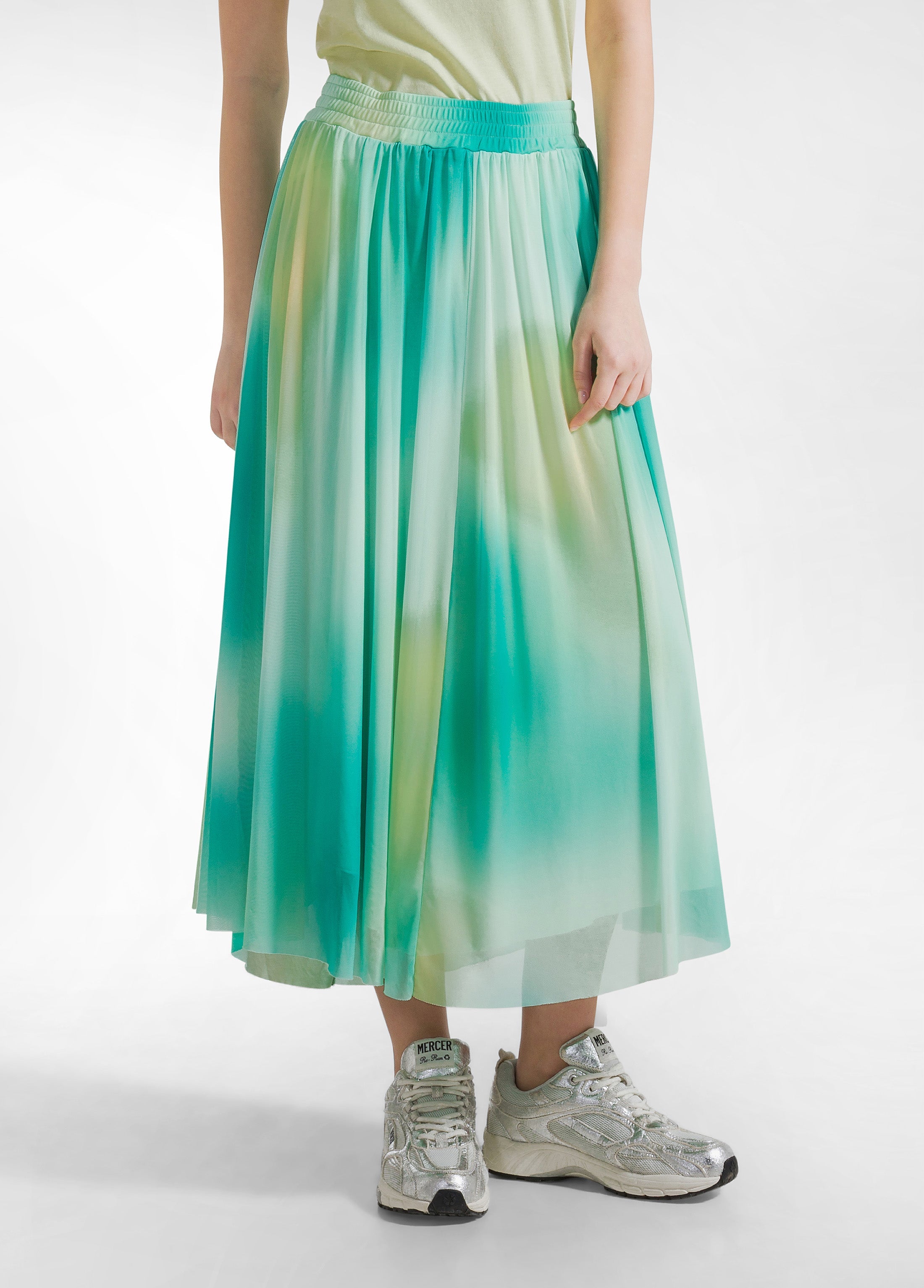deha-gonna-plissettata-in-tulle-allover-blu-gonna-fluida-vita-elasticizzata image 2