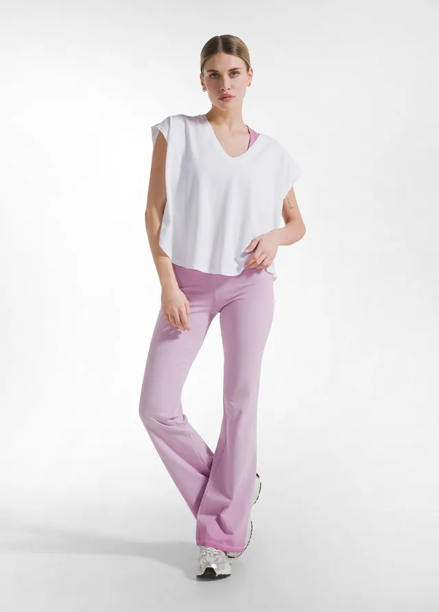 deha-set-t-shirt-loose-fit-bianca-pantaloni-jazz-effetto-fade-rosa-donna image 1