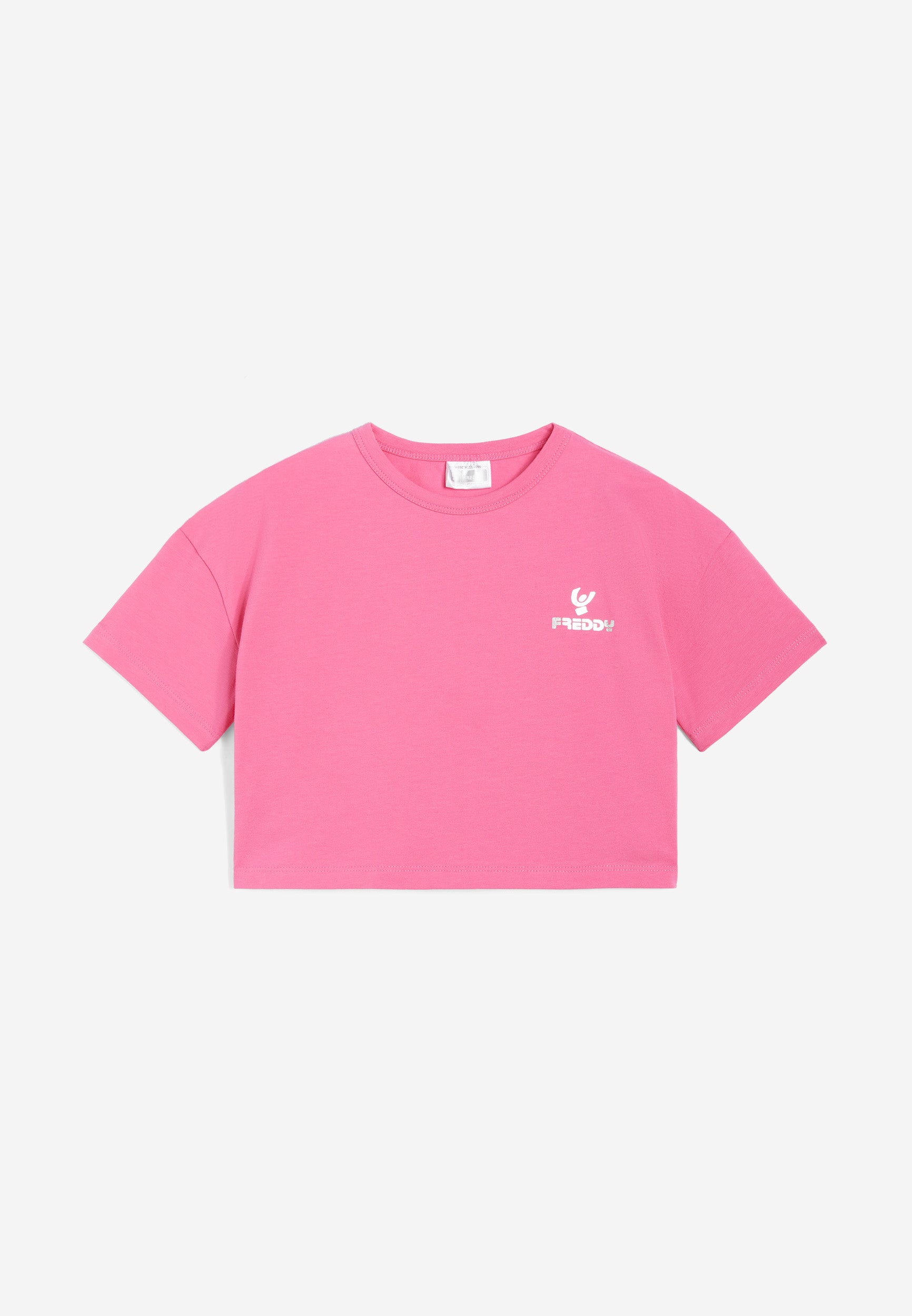 freddy-t-shirt-da-bambina-comfort-fit-corta-in-vita-in-jersey-cotone image 4