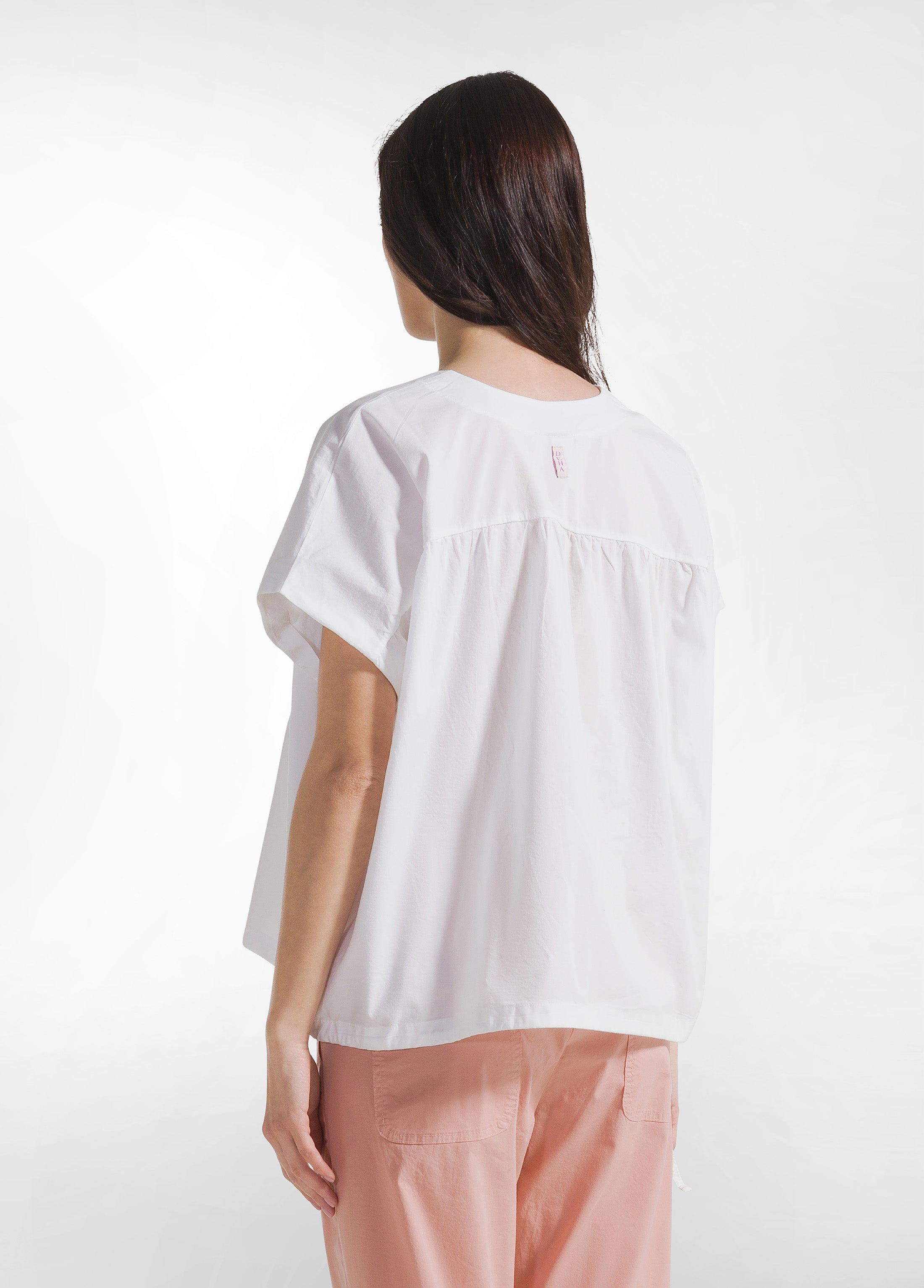 deha-blusa-in-popeline-con-coulisse-bianco image 2