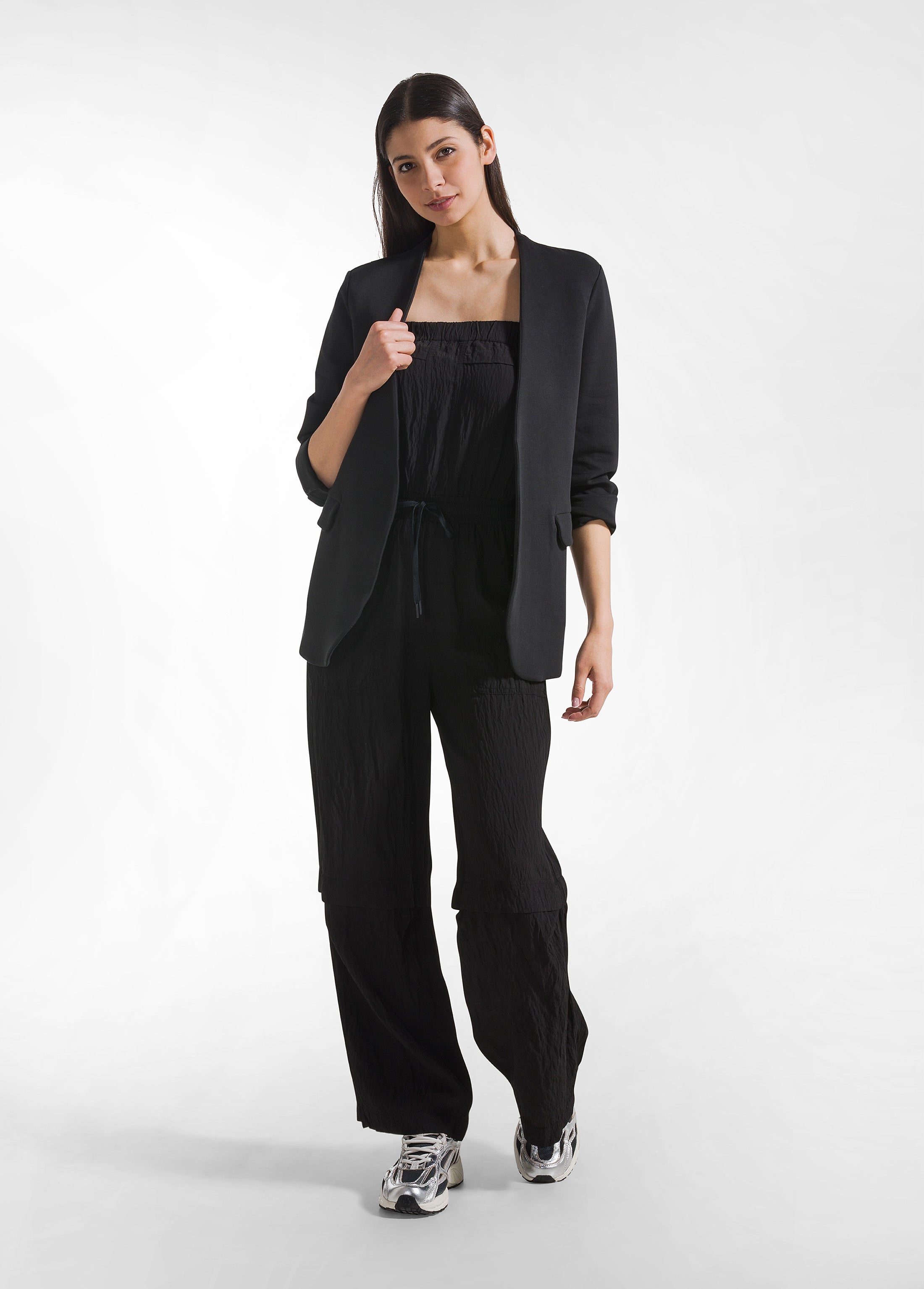 deha-felpa-blazer-in-scuba-di-cotone-aperta-nero image 4