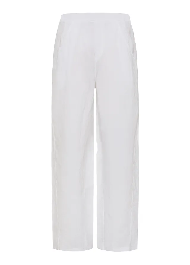 deha-d22655-pantalone-in-lino-fiammato-bianco-con-elastico image 1