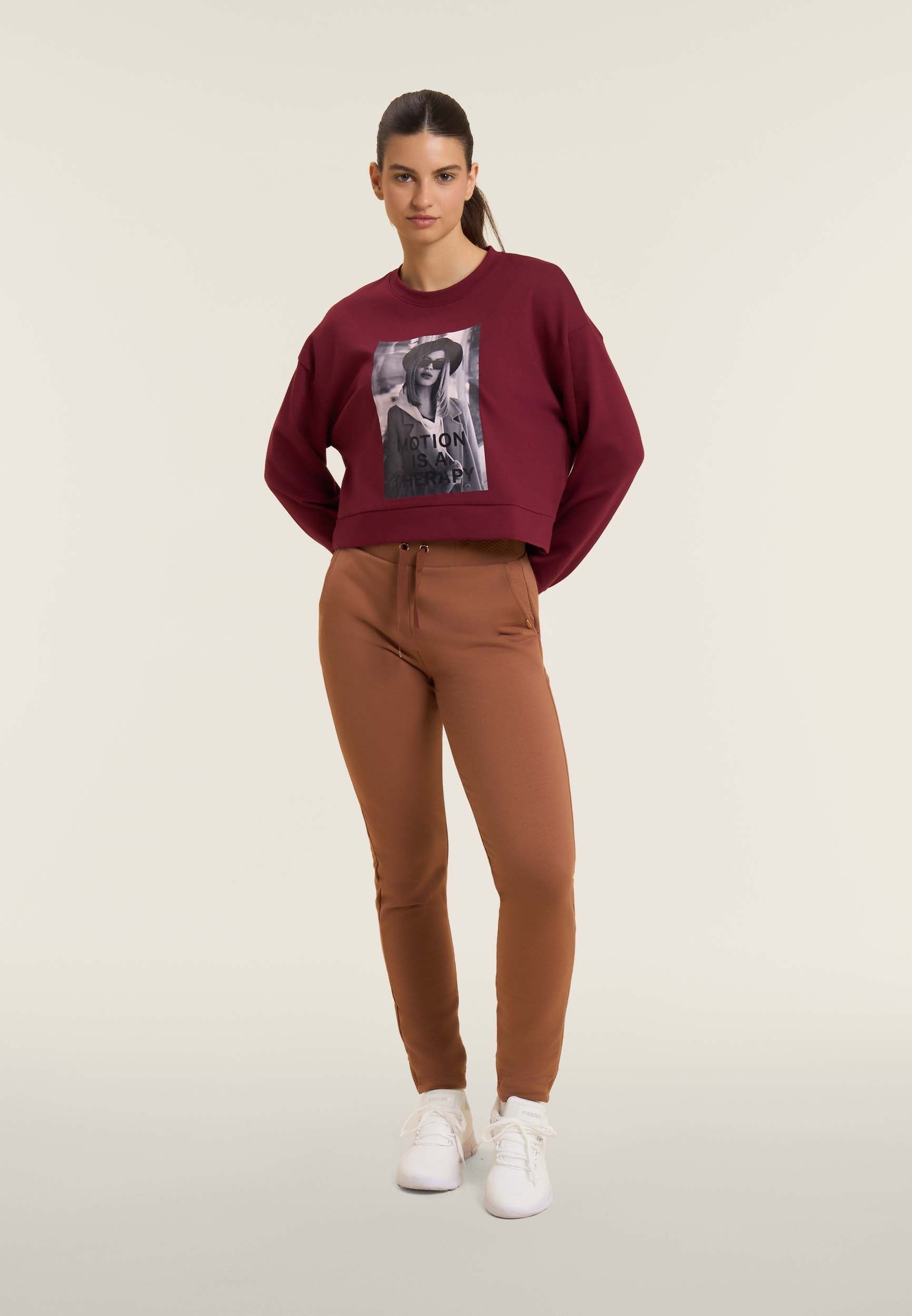 freddy-pantaloni-donna-regular-in-felpa-modal-con-micro-trecce image 2