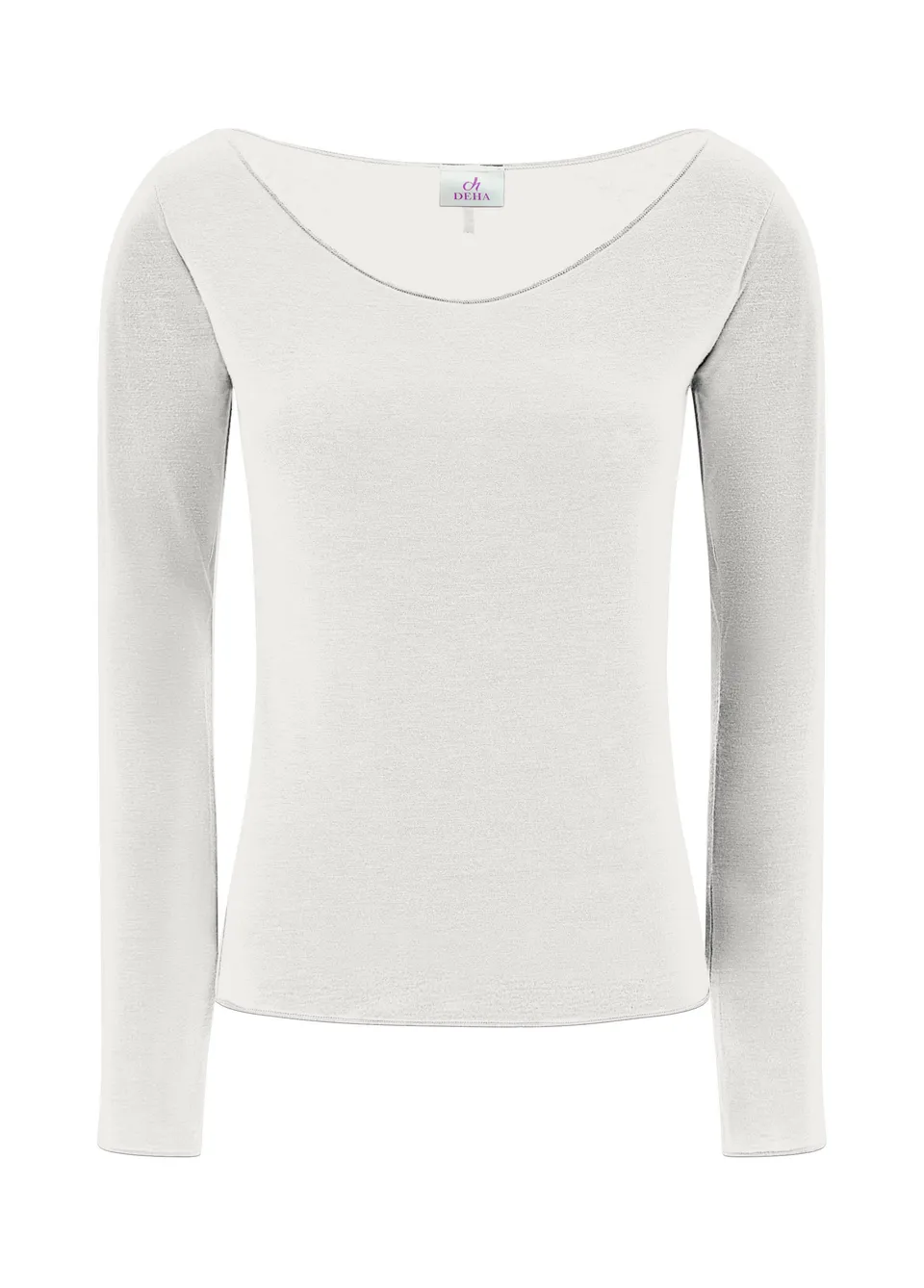 deha-maglietta-in-misto-cashmere-scollo-ampio-bianco image 1