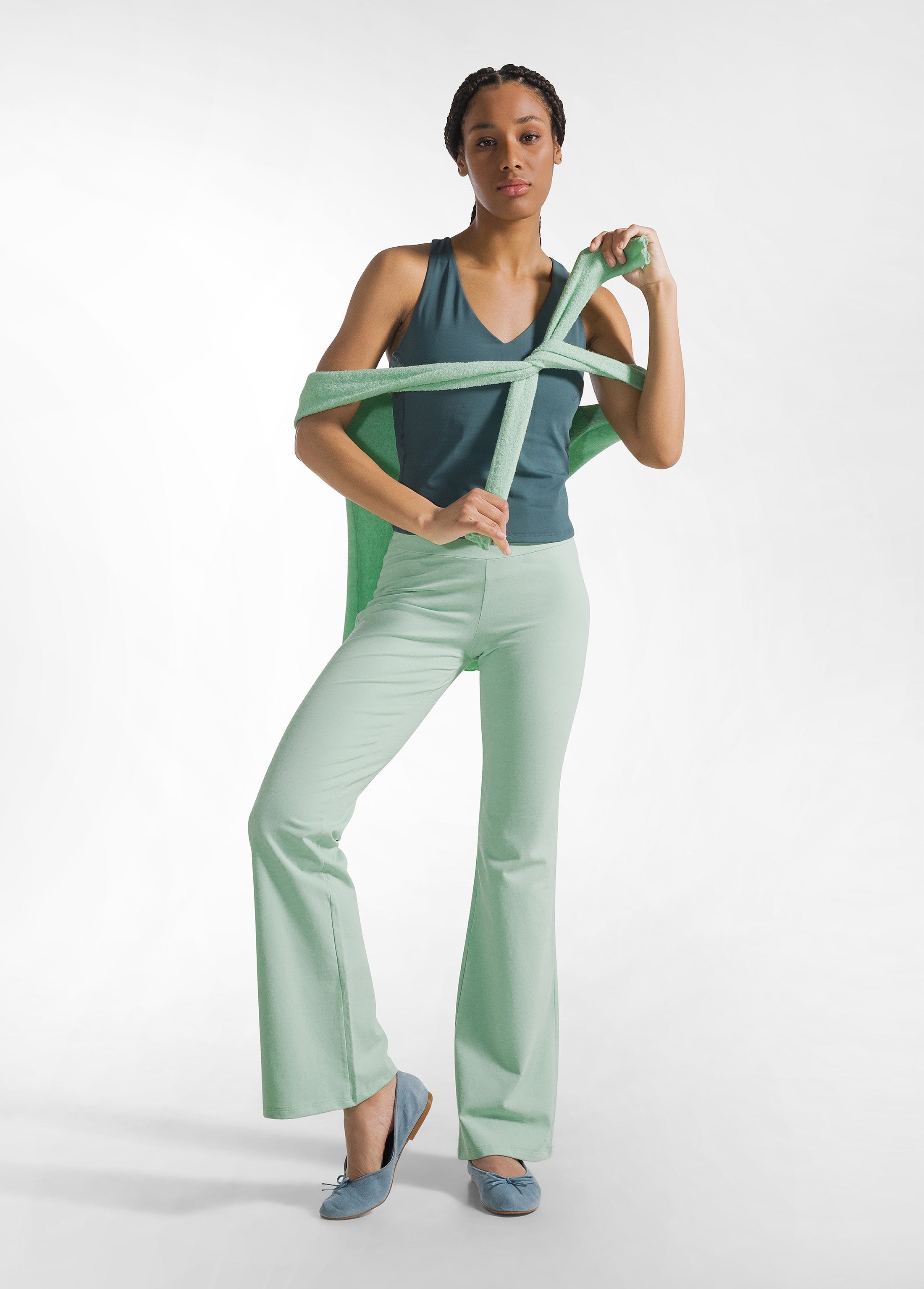deha-panta-jazz-pantaloni-yoga-jersey-stretch-verde image 1