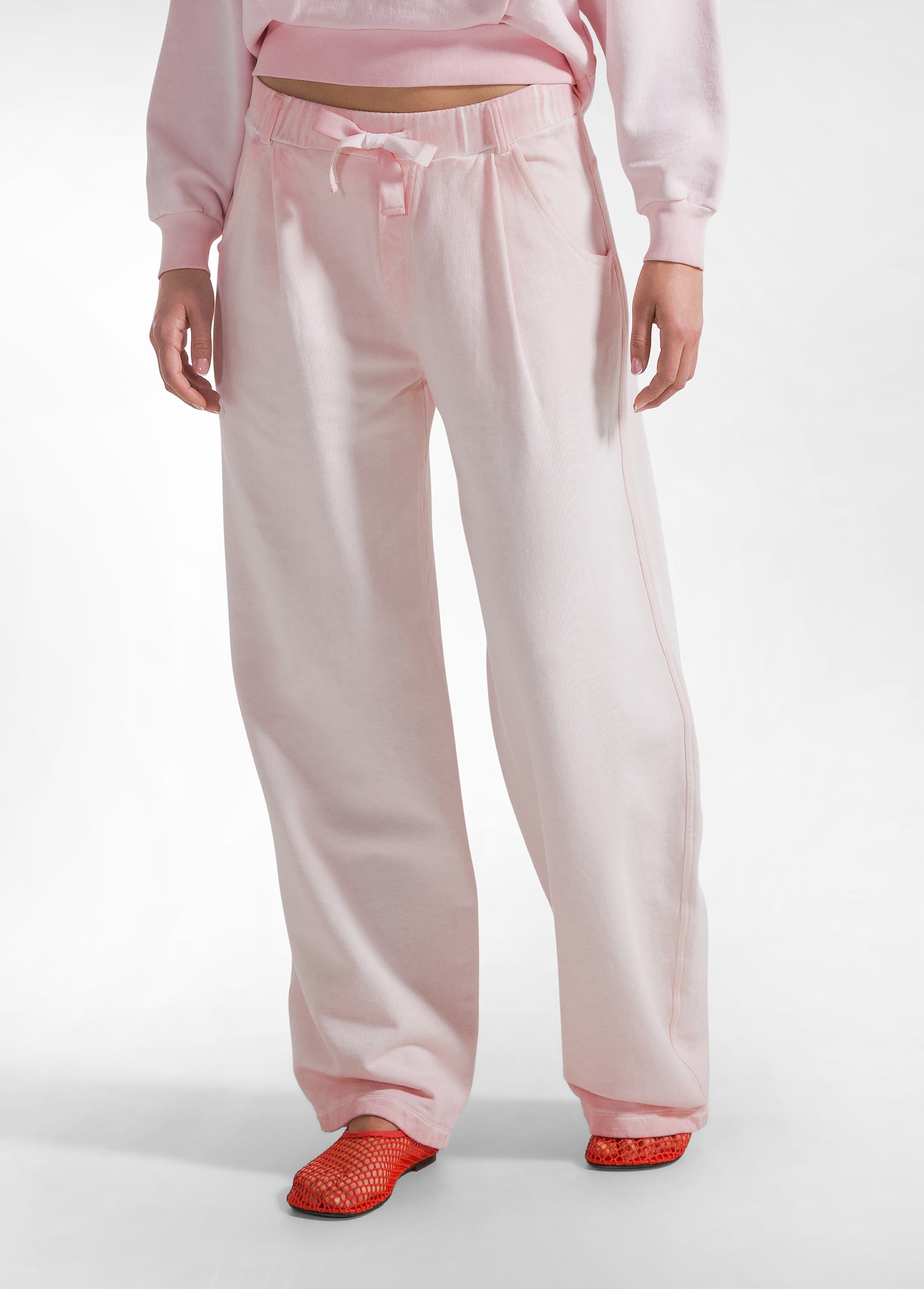 deha-completo-felpa-girocollo-e-pantaloni-wide-leg-effetto-sfumato-rosa image 6