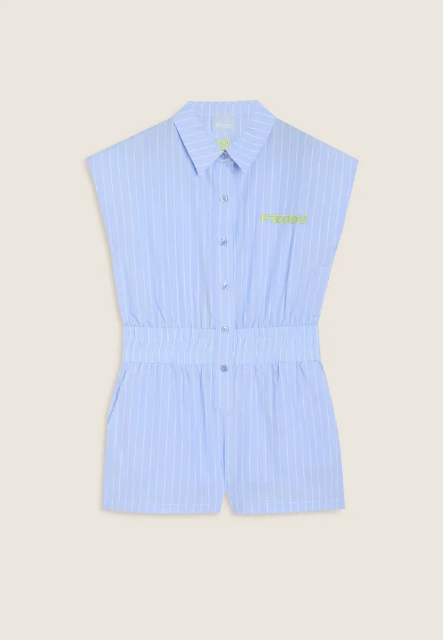 freddy-tuta-jumpsuit-donna-a-righe-smanicata-con-elastico-vita image 1