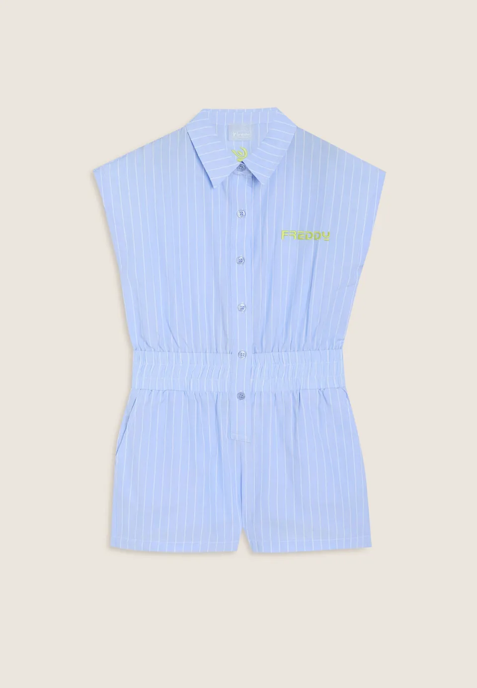 freddy-tuta-jumpsuit-donna-a-righe-smanicata-con-elastico-vita image 1
