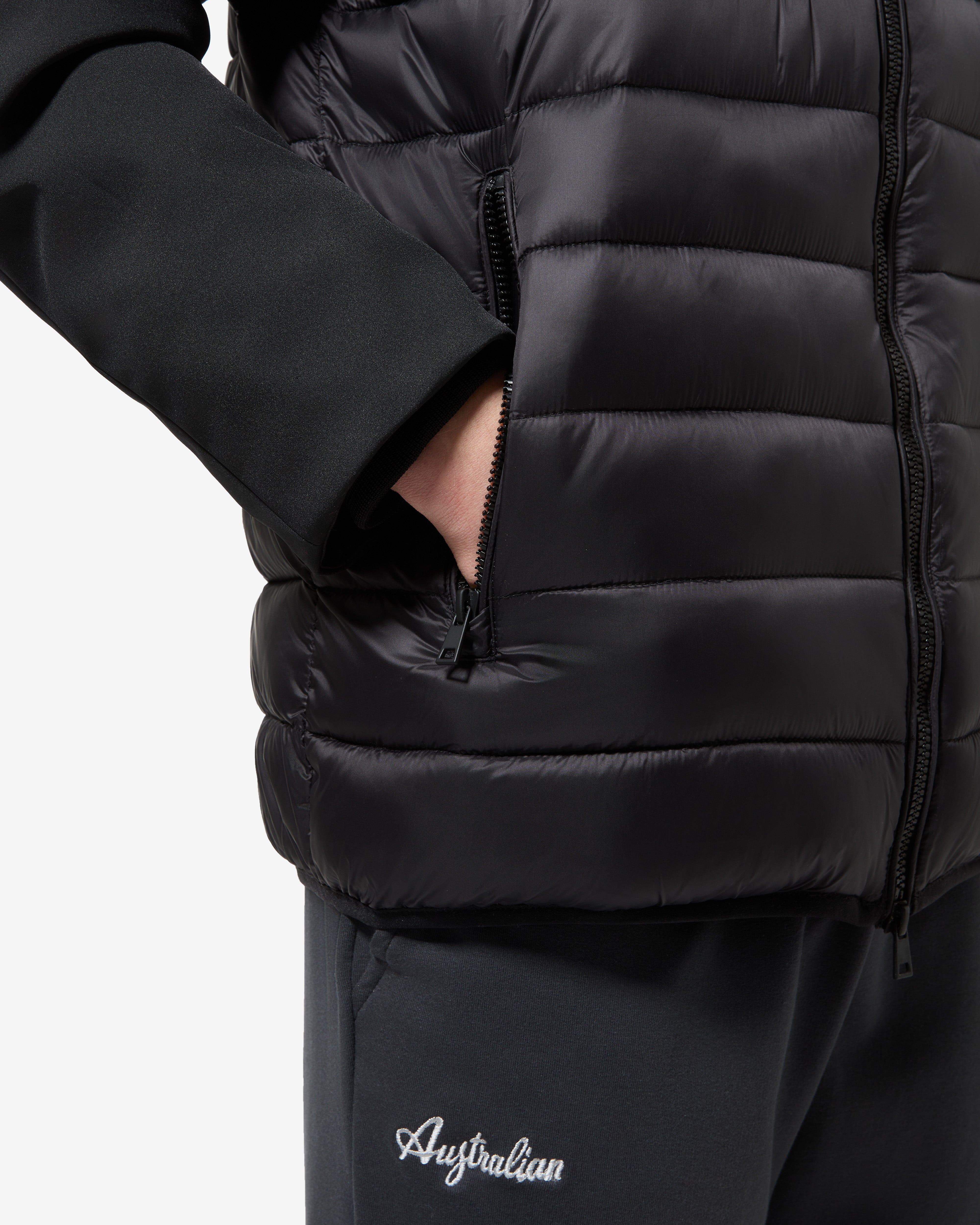 australian-bi-material-jacket-giubbotto-uomo-nero-con-cappuccio image 6